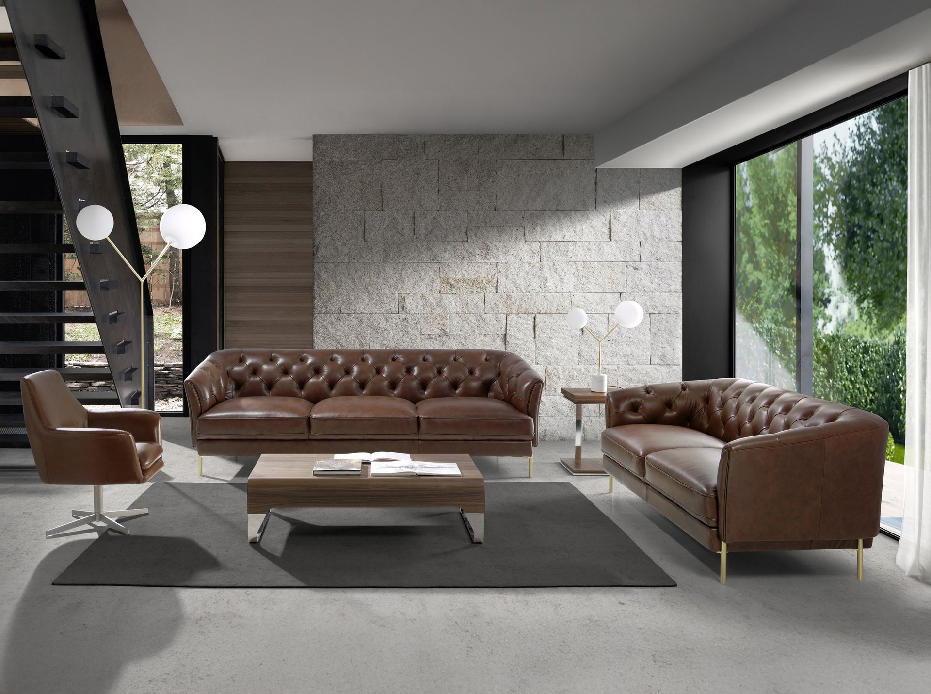 Chester 3-Seater Sofa Leather Cognac-Brown 6140