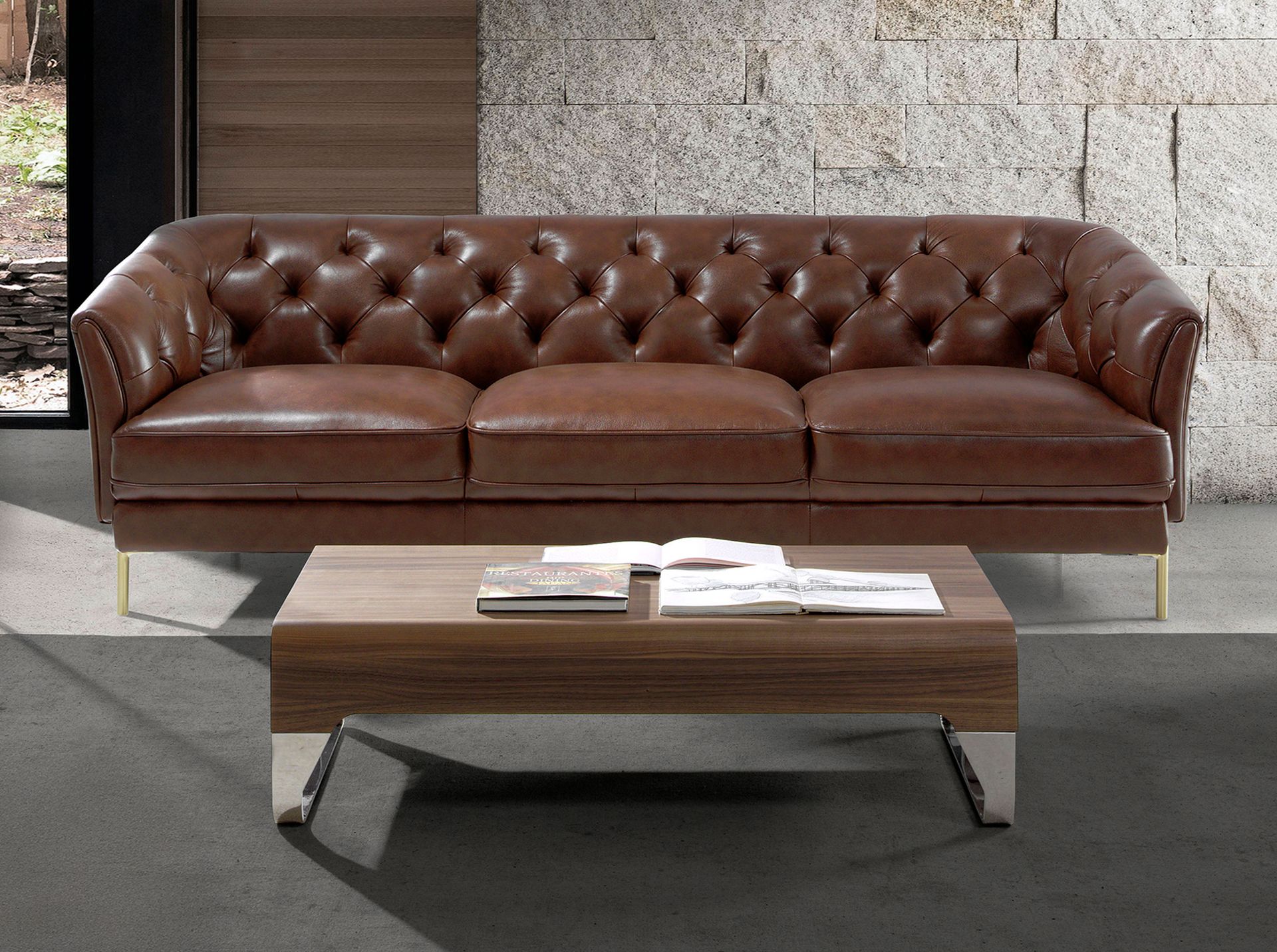 Chester 3-Seater Sofa Leather Cognac-Brown 6140