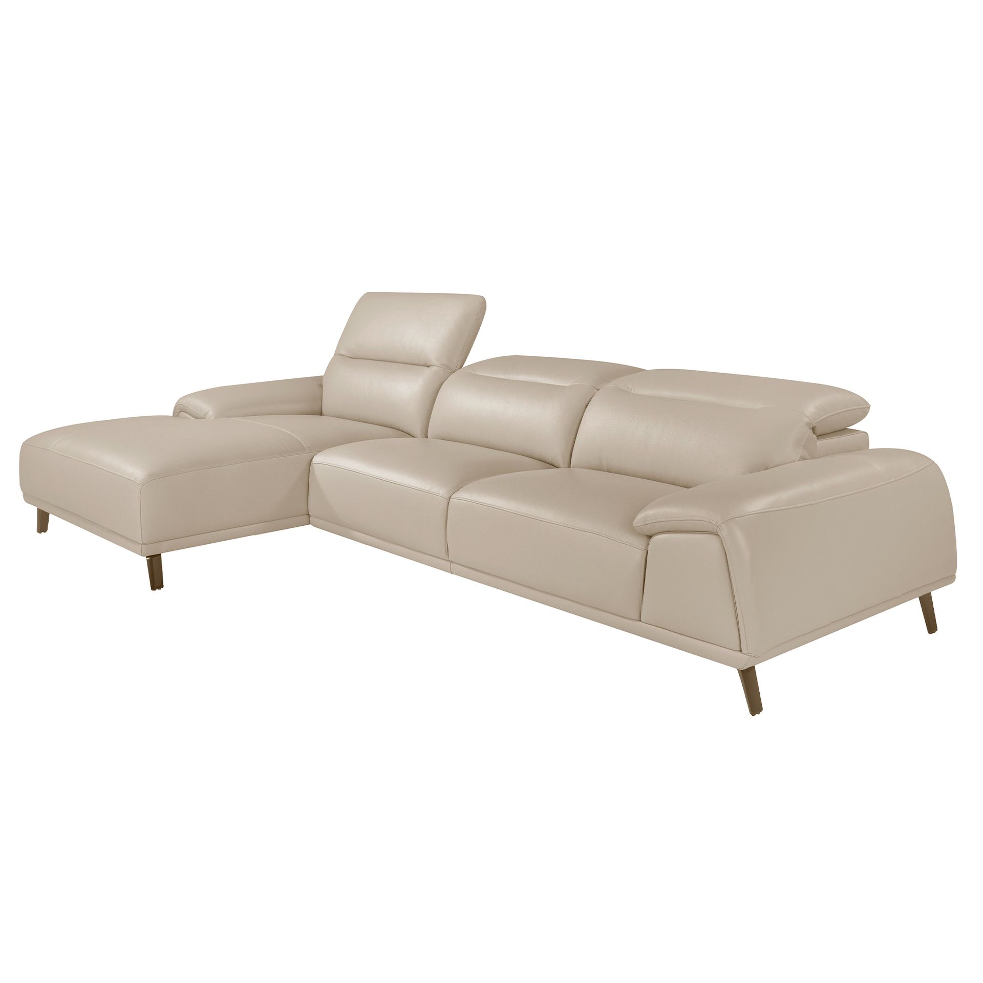 Left chaise longue sofa leather taupe grey 6149