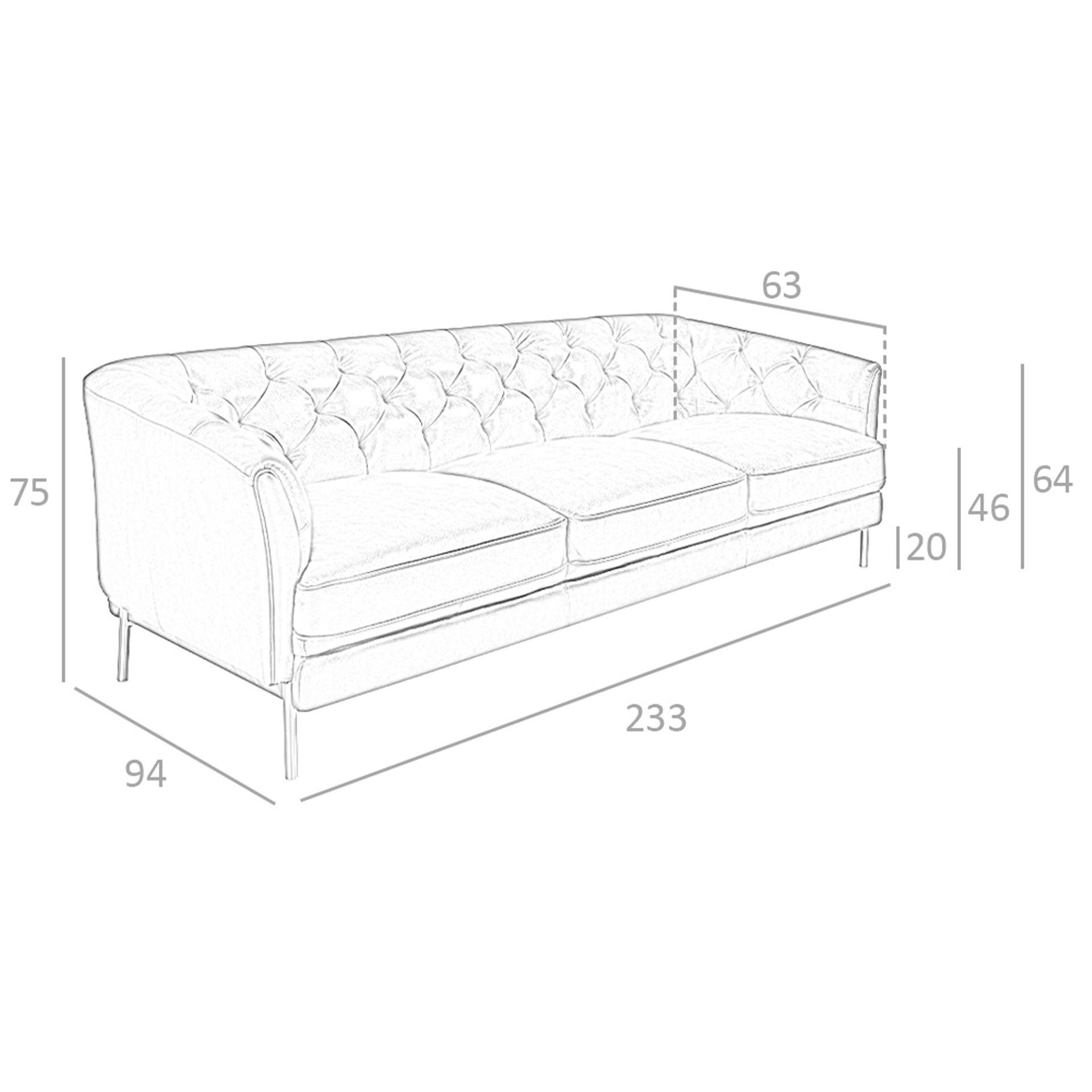Chester 3-Seater Sofa Leather Cognac-Brown 6140