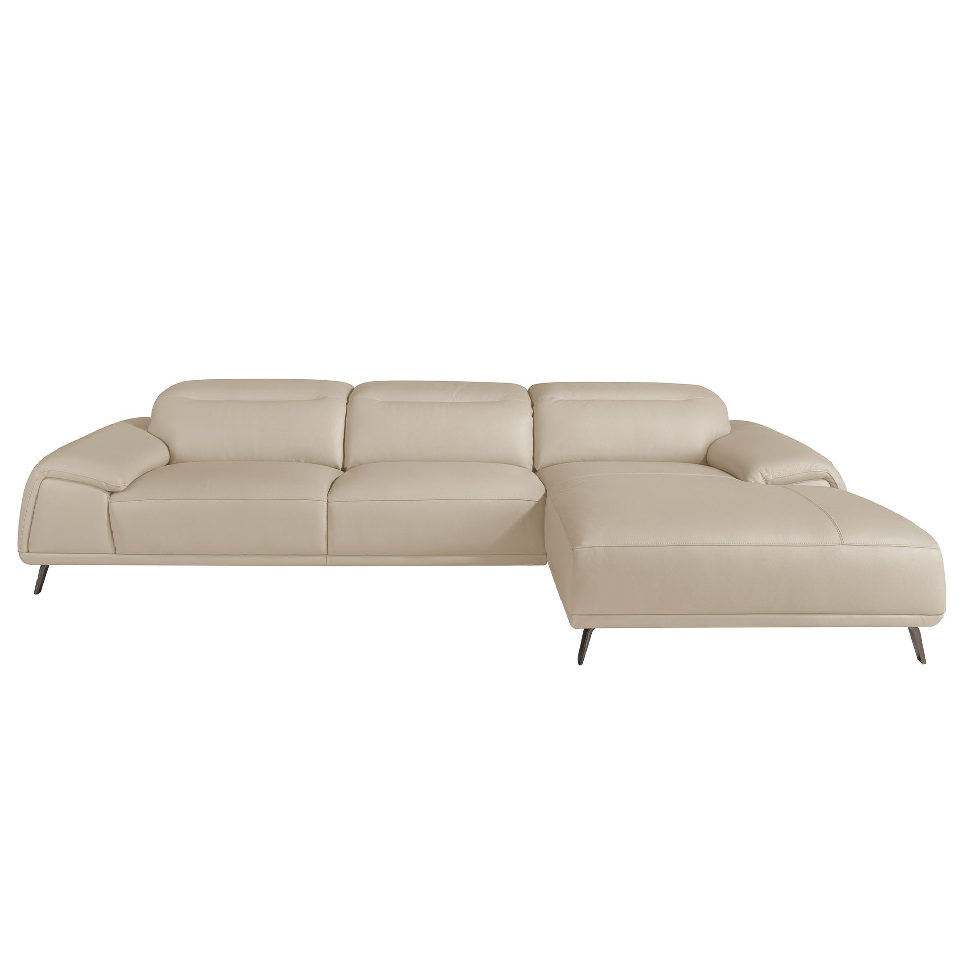 Right chaise longue couch leather taupe grey 6150
