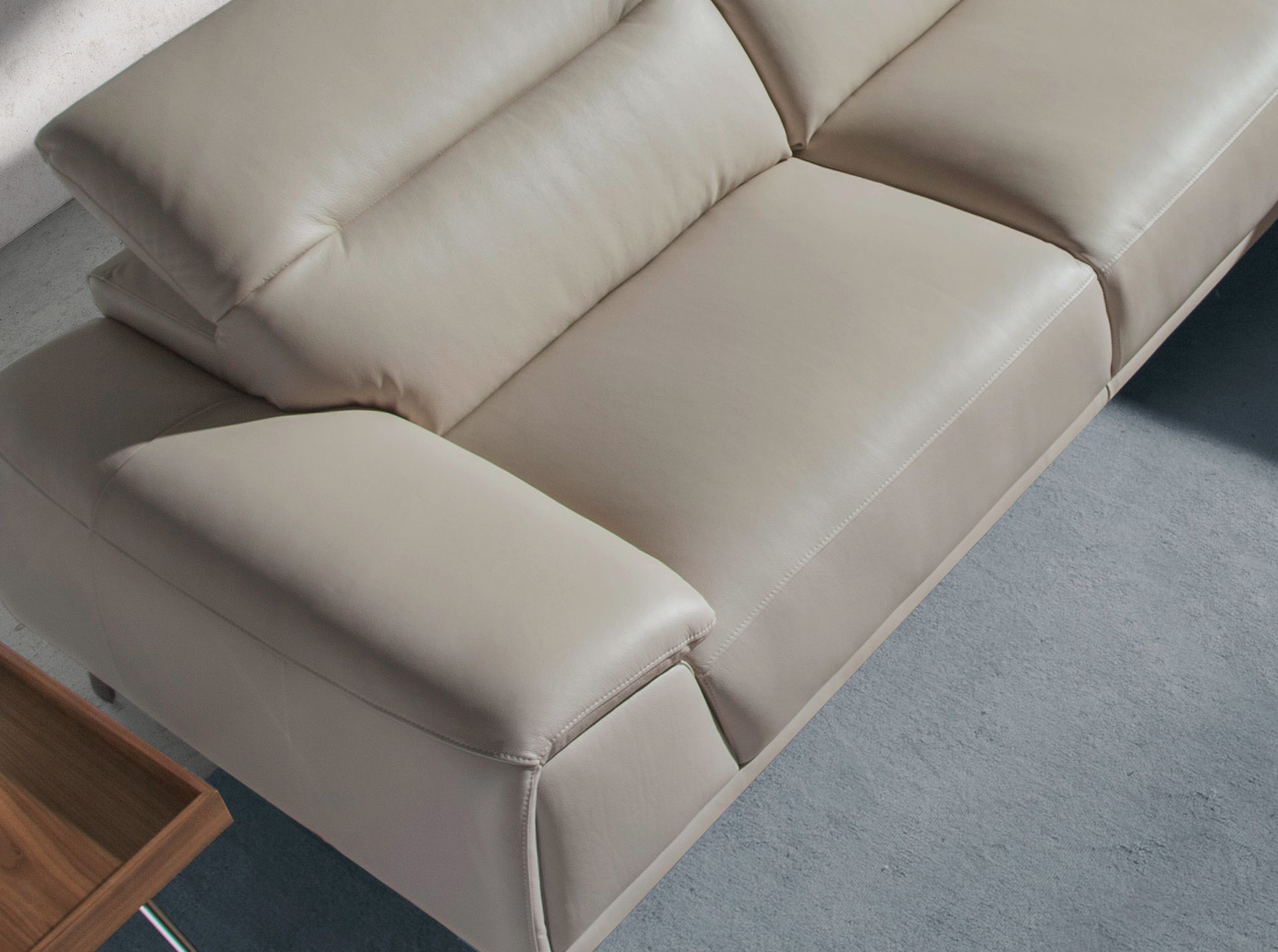 Rechte Chaiselongue Couch Leder Taupegrau 6150