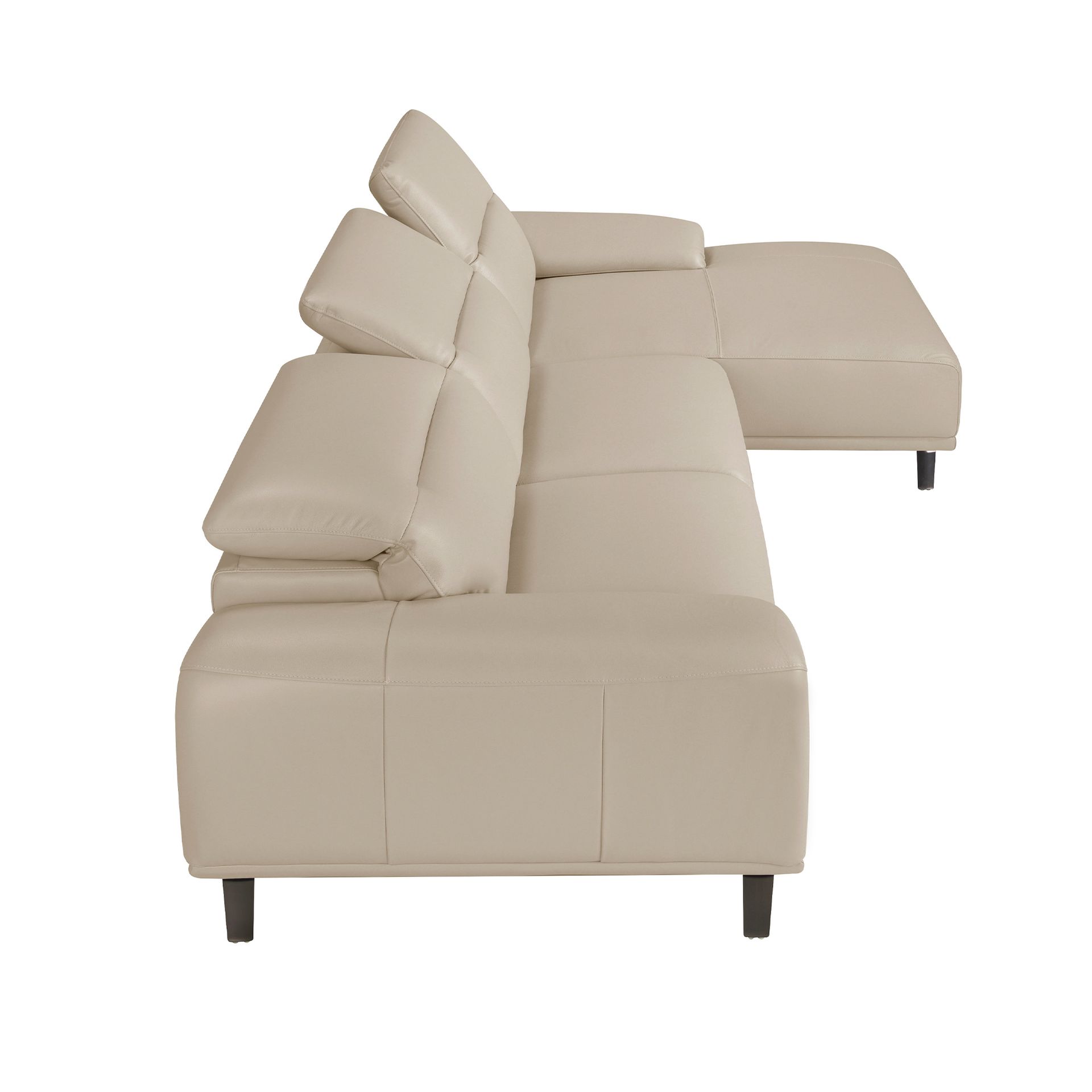 Right chaise longue couch leather taupe grey 6150
