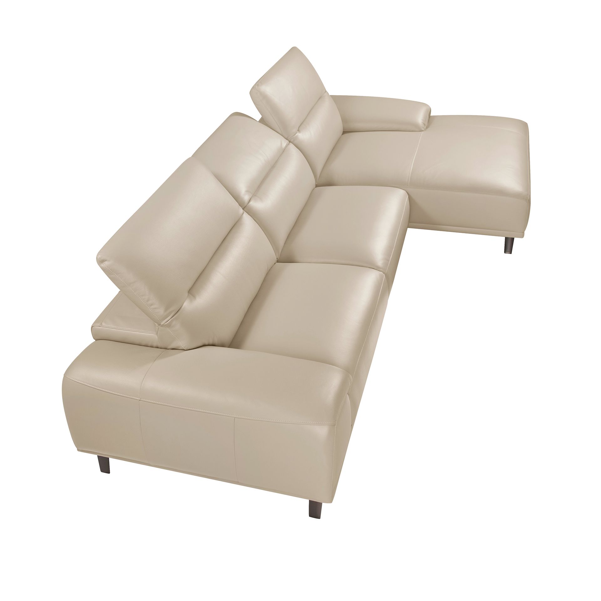 Right chaise longue couch leather taupe grey 6150