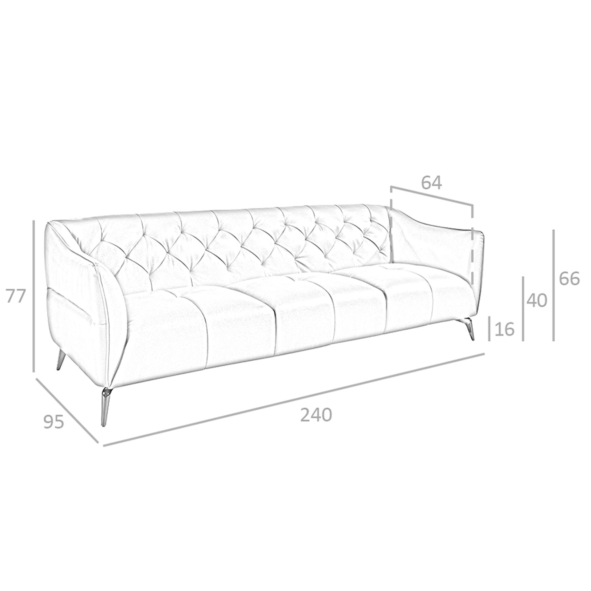 Chester 3-Seater Sofa Leather Brown 6169