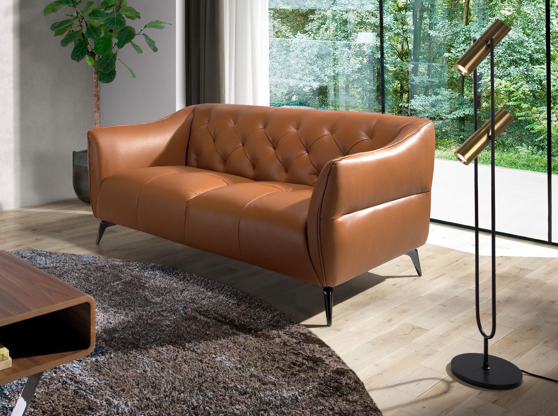 Chester 2-seater sofa leather brown 6168