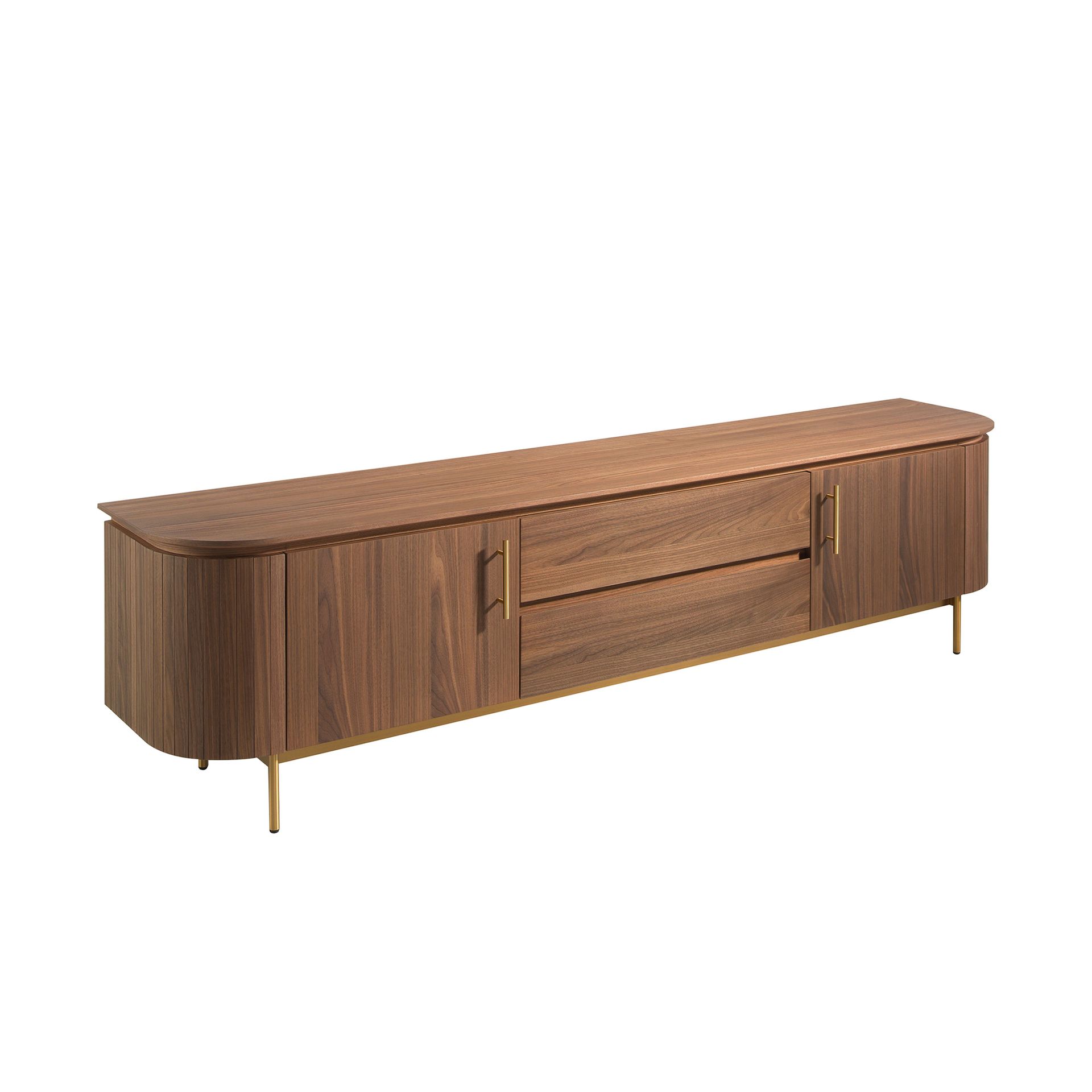 TV Lowboard Walnut Steel Polished Gold 3227