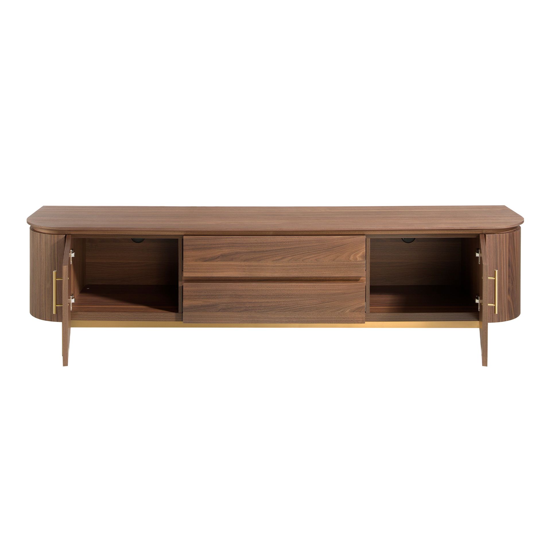 TV-Lowboard Walnuss Stahl Poliert Gold 3227