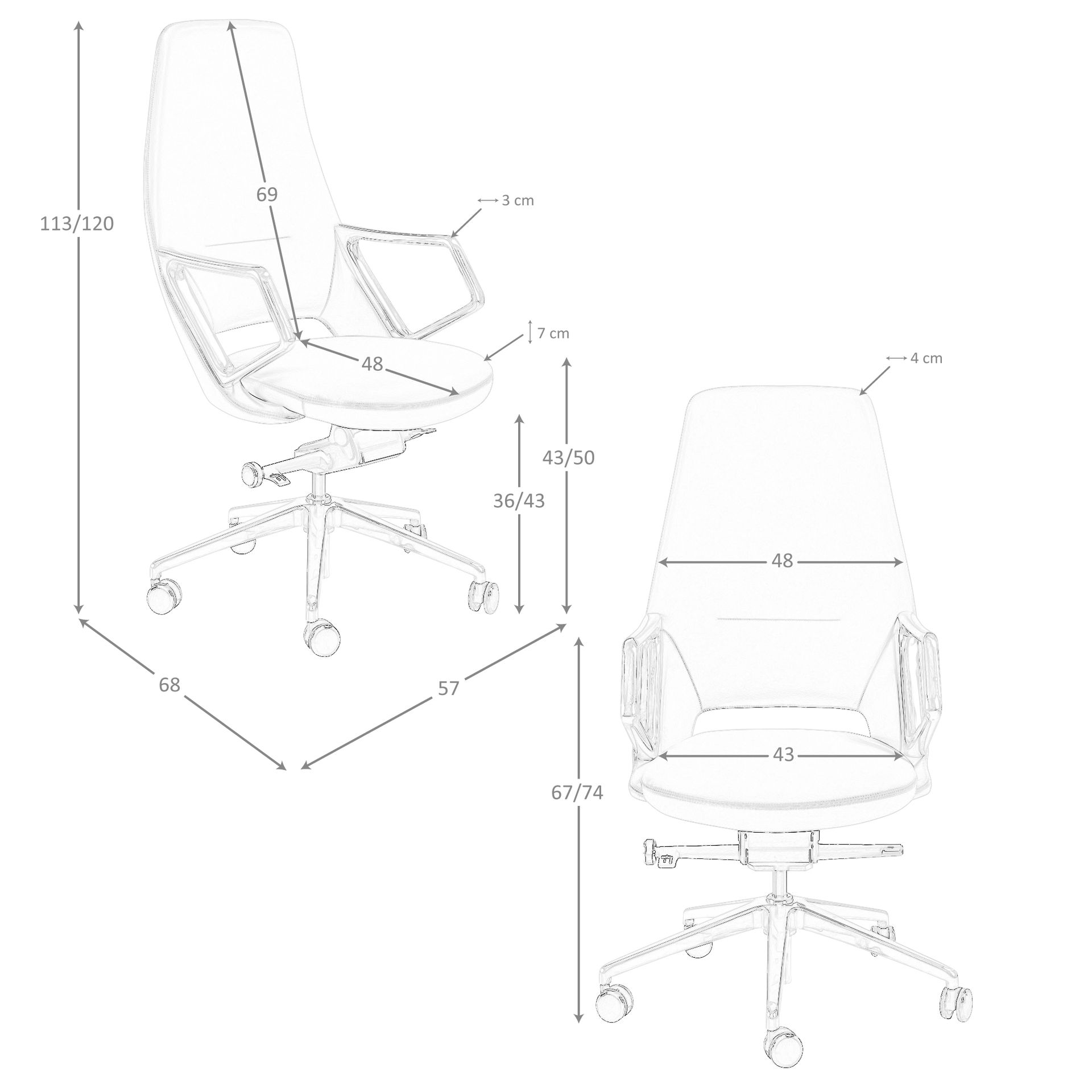 Faux leather desk chair Swivel Grey 4217