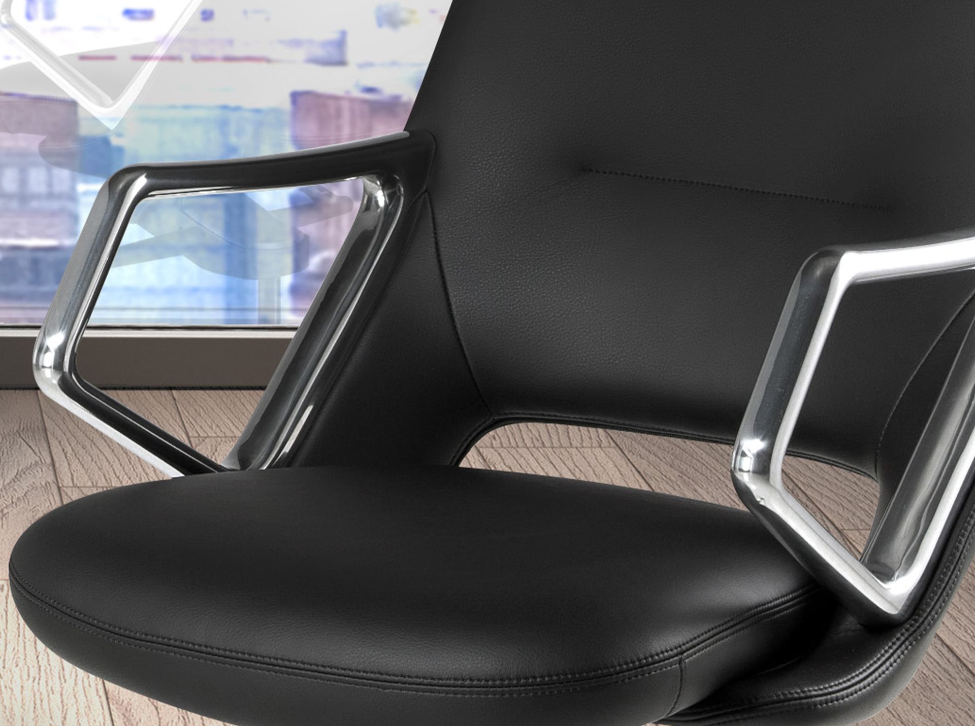 Faux Leather Office Chair Swivel Black 4218