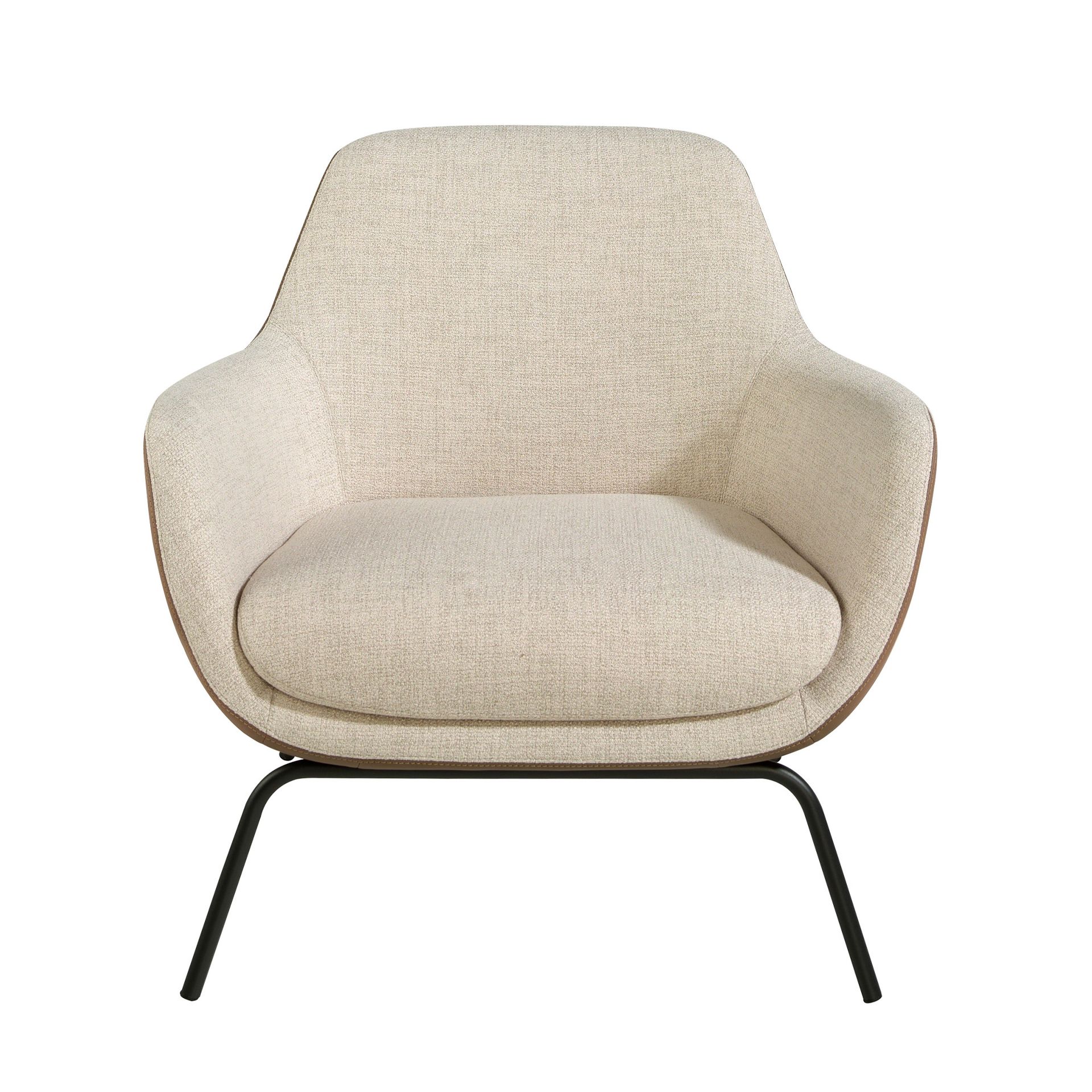 Sessel Stoff Kunstleder Creme Braun 5099