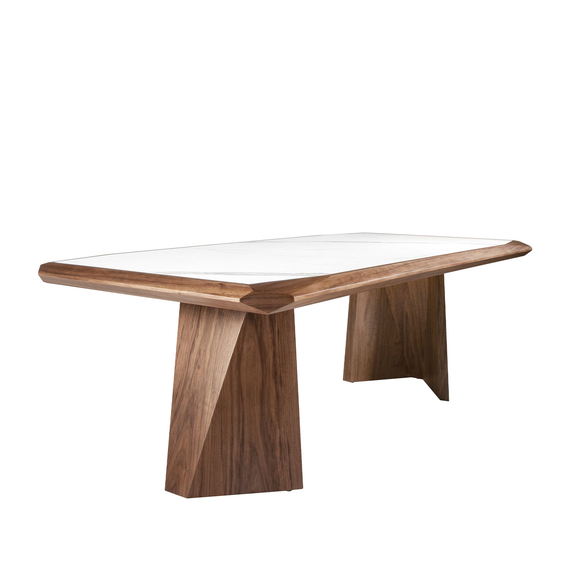 Dining table porcelain marble walnut rectangular 1106