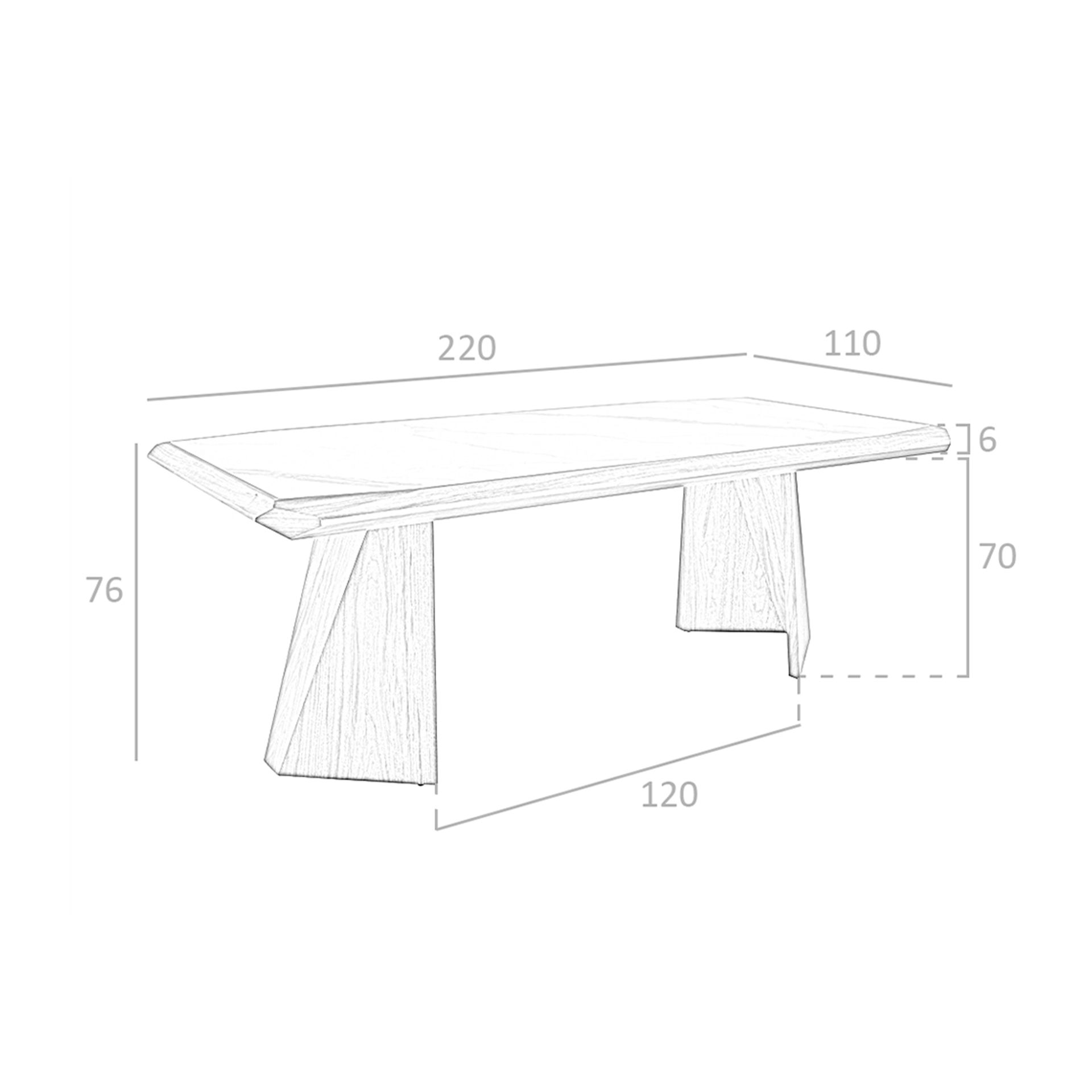 Dining table porcelain marble walnut rectangular 1106