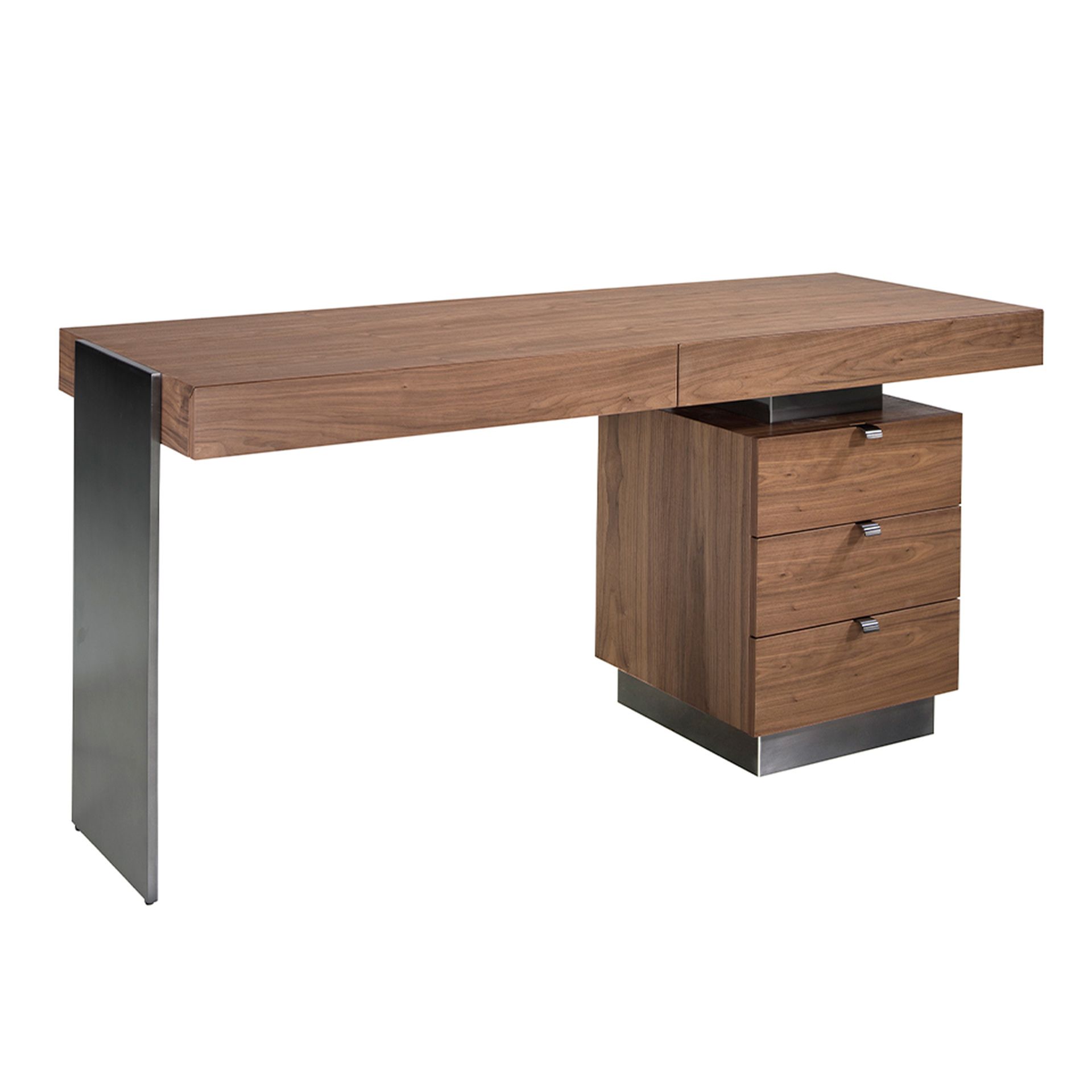 Desk Walnut Steel Polished Darkened 3237
