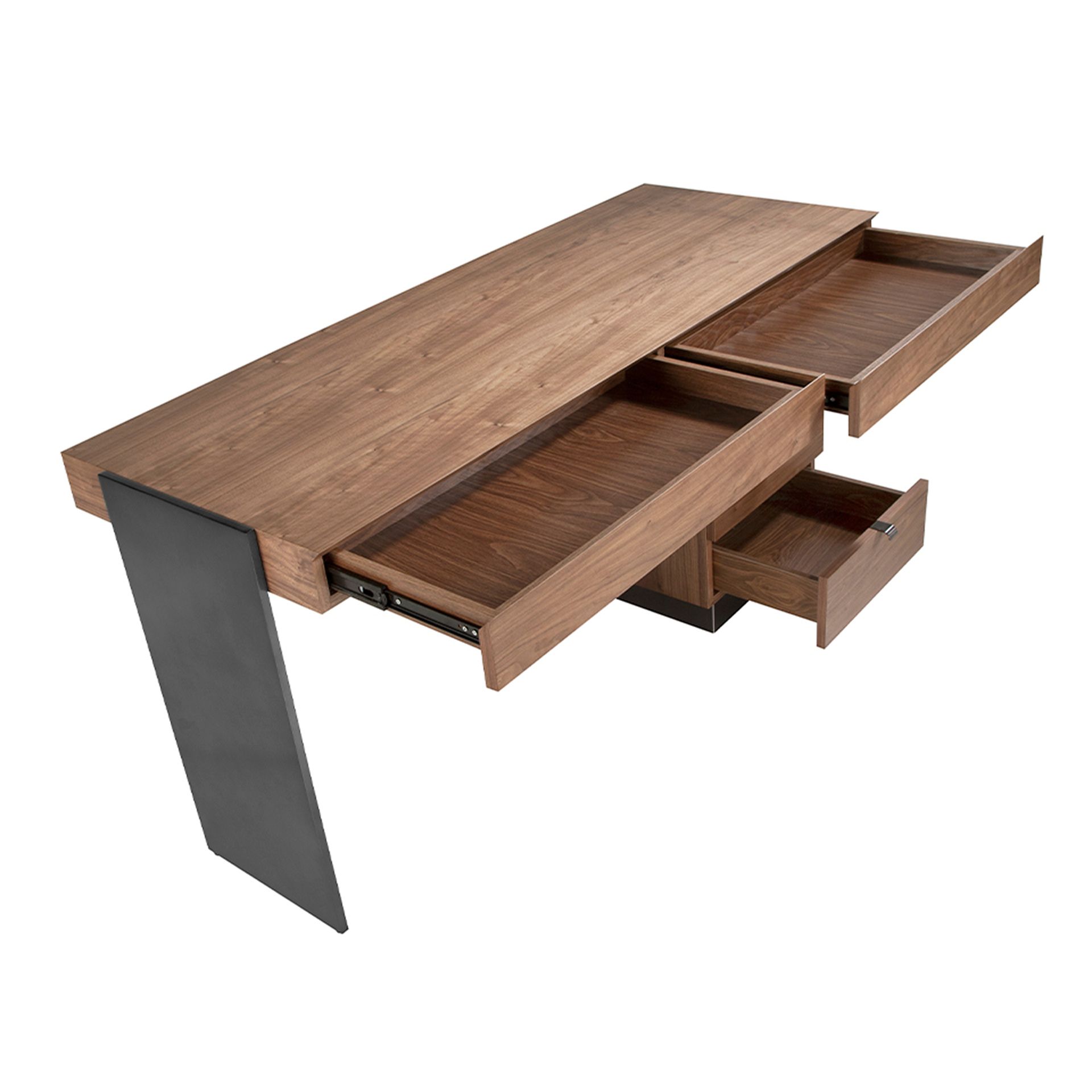 Desk Walnut Steel Polished Darkened 3237