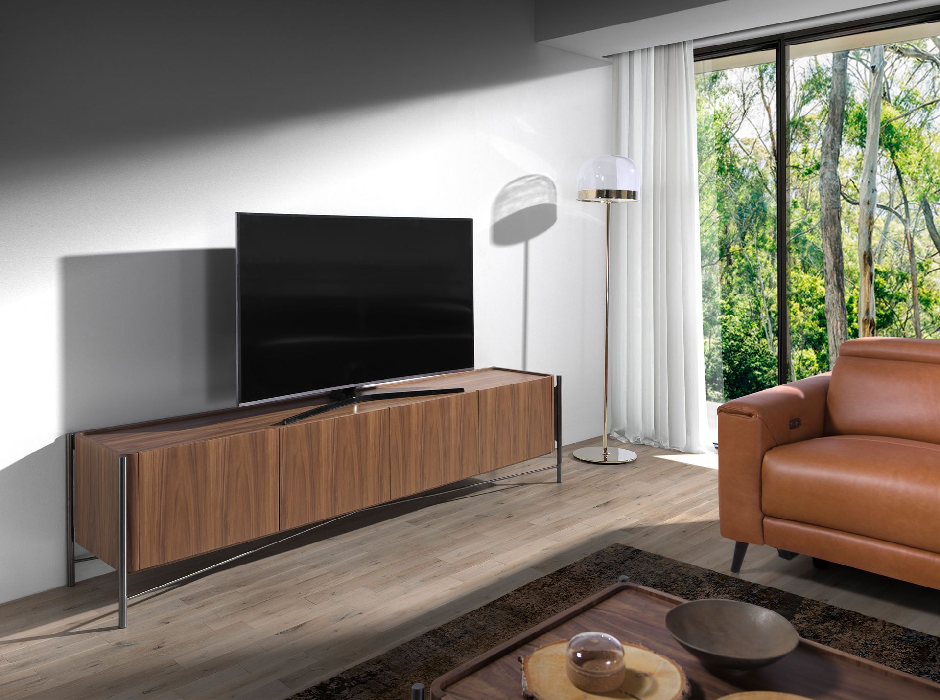 TV-Ständer Walnuss Stahl Dunkel 3240
