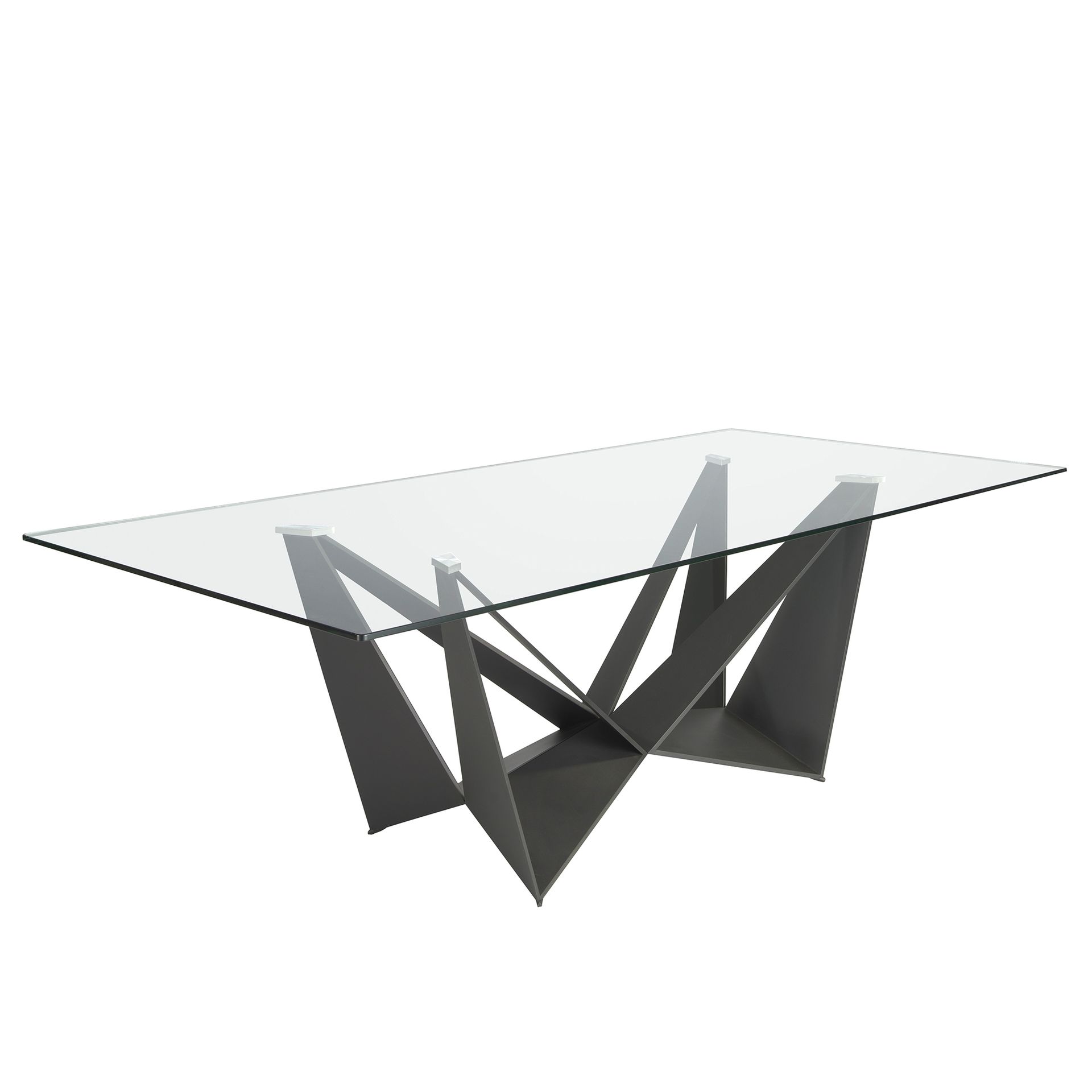 Esstisch Gehärtetes Glas Stahl Schwarz Rechteckig  1128