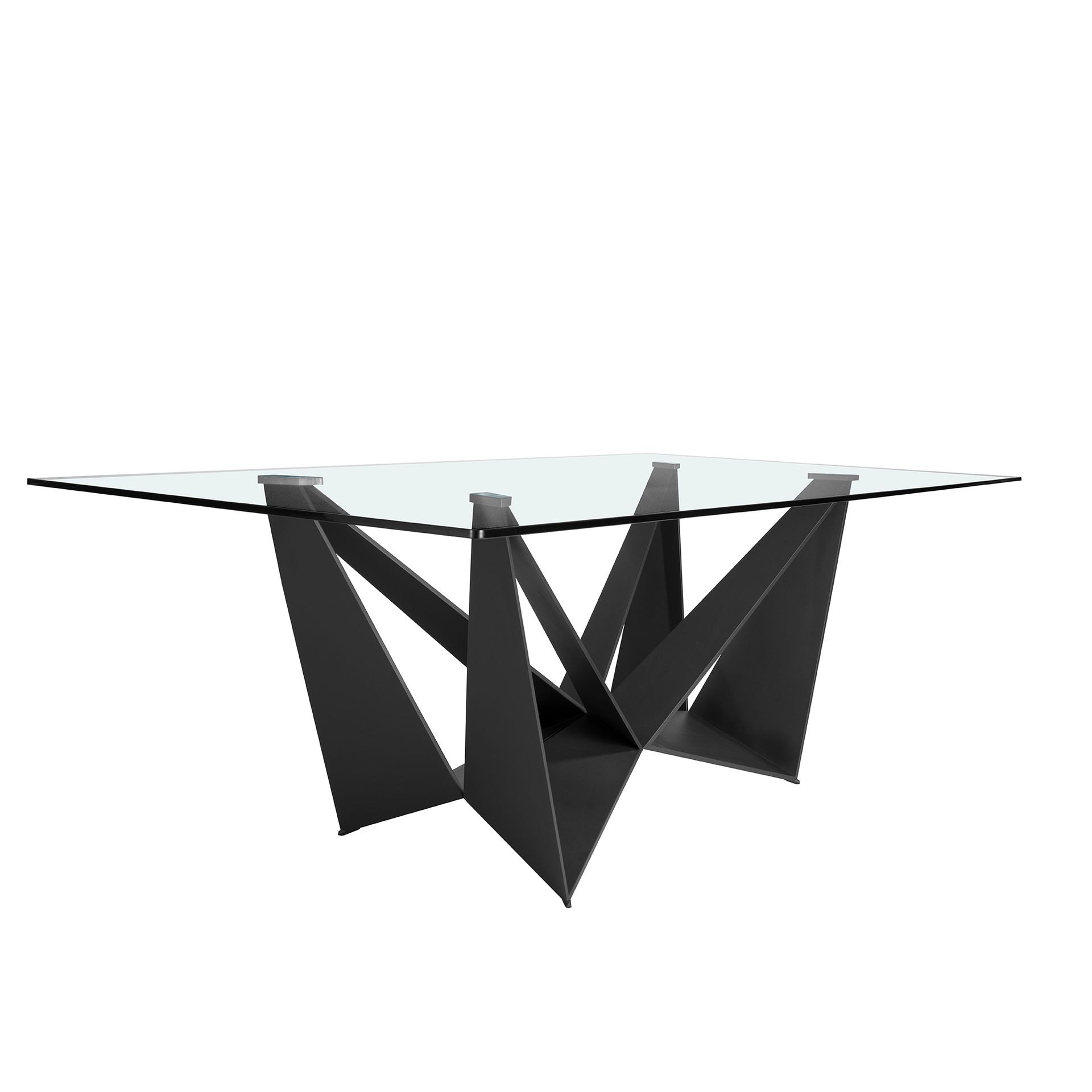 Dining Table Tempered Glass Steel Black Rectangular 1128