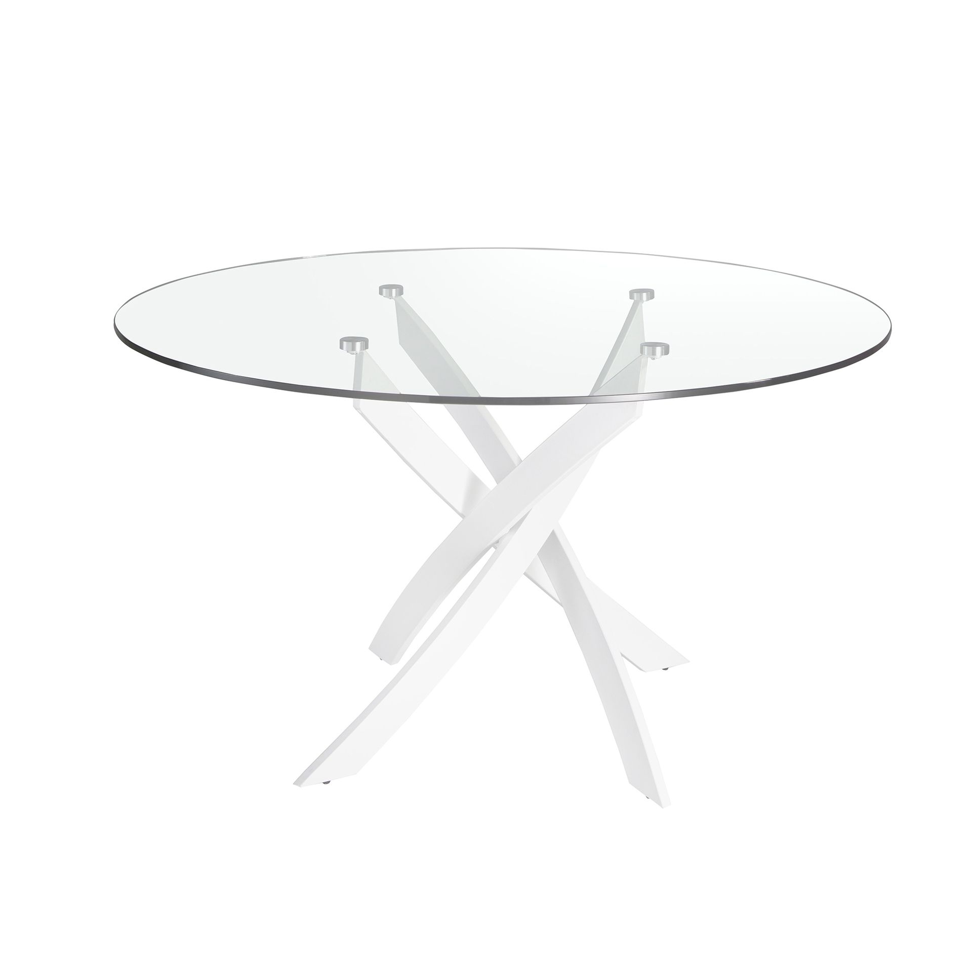 Dining Table Tempered Glass Steel White 1138 Ø110cm