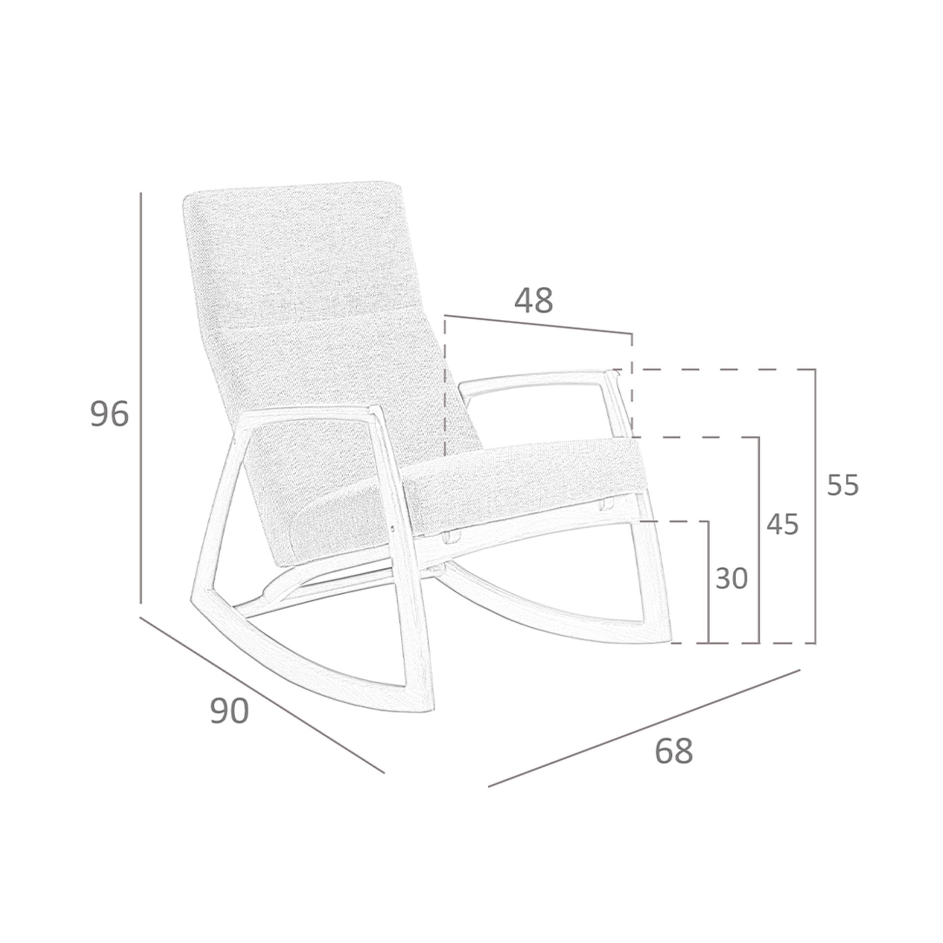 Fabric Rocking Chair Grey 5106