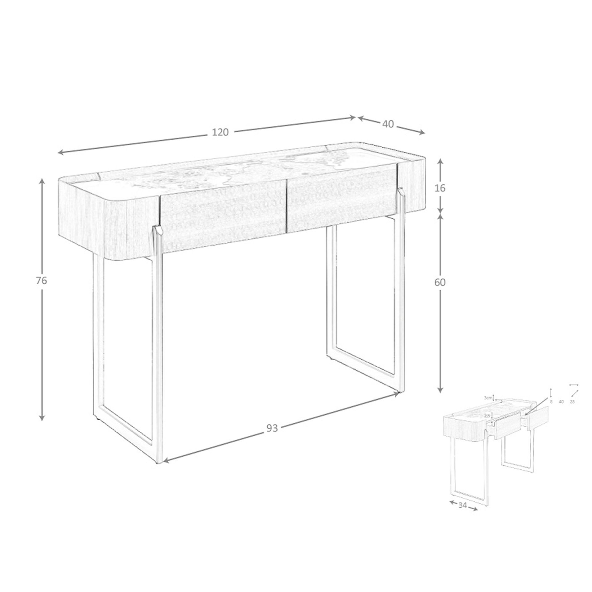 Console table porcelain marble walnut metal steel 3254