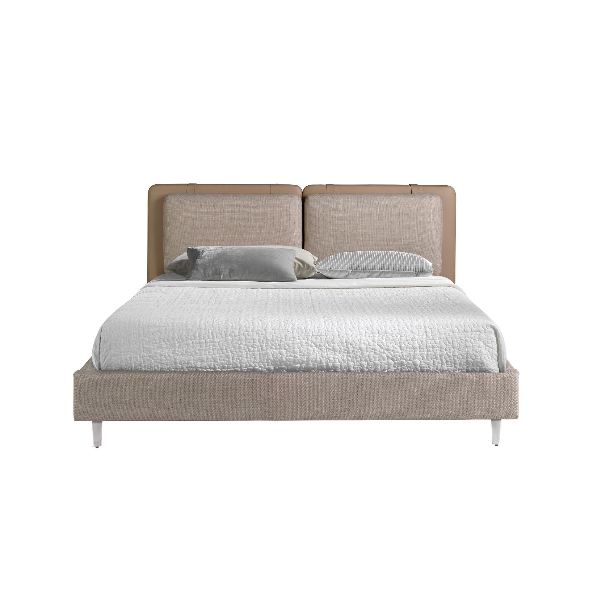 Bett Nerz-Kunstleder Stoff Grau 7154