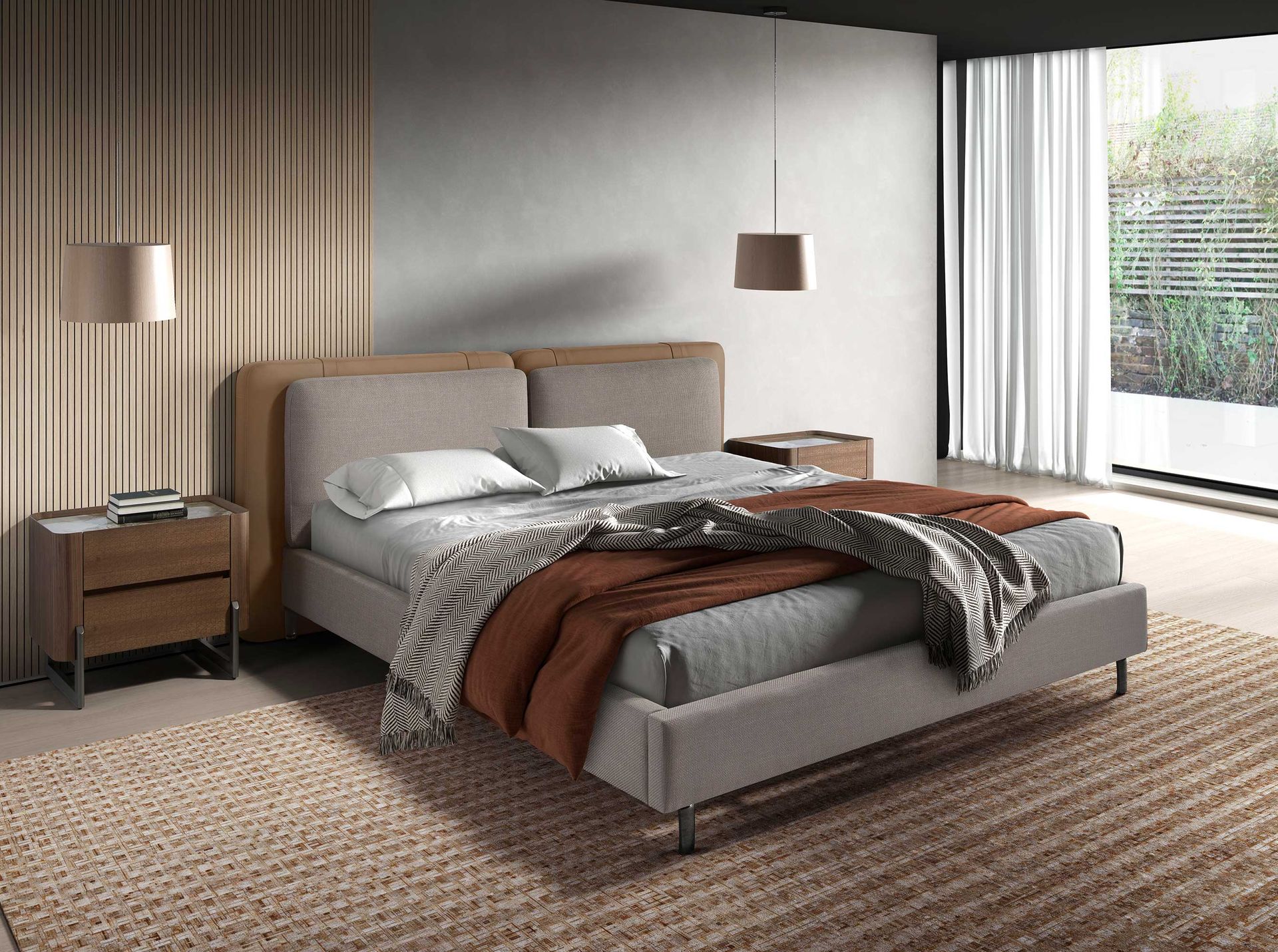 Bed Mink Faux Leather Fabric Grey 7154