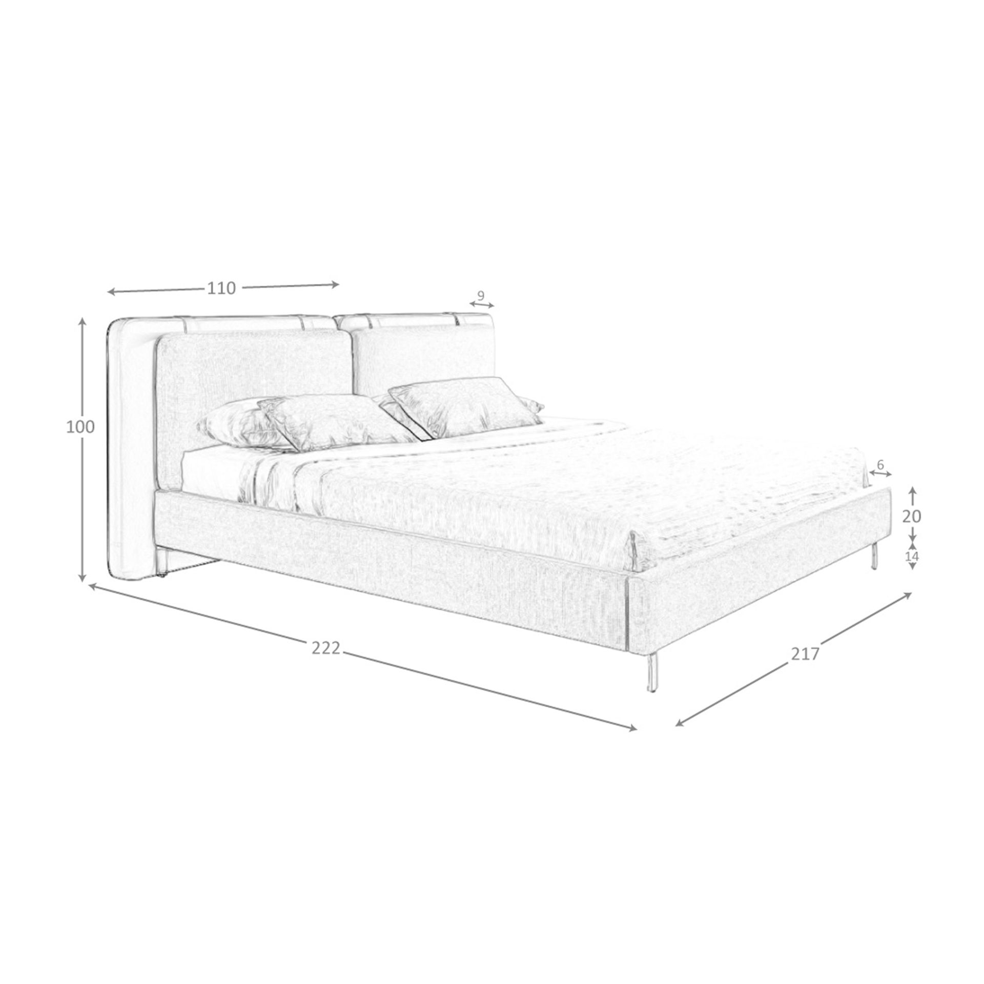 Bett Nerz-Kunstleder Stoff Grau 7154