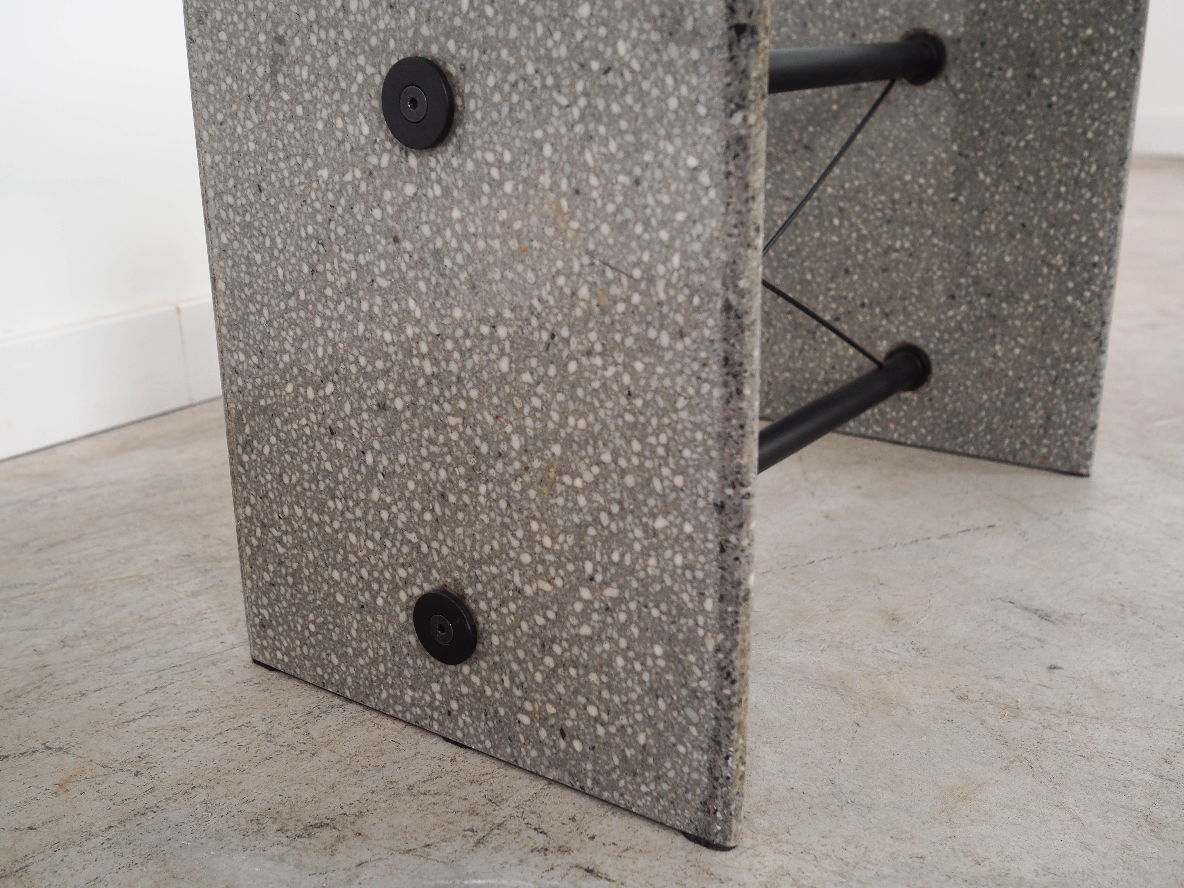 Coffee table glass stone metal 1960s