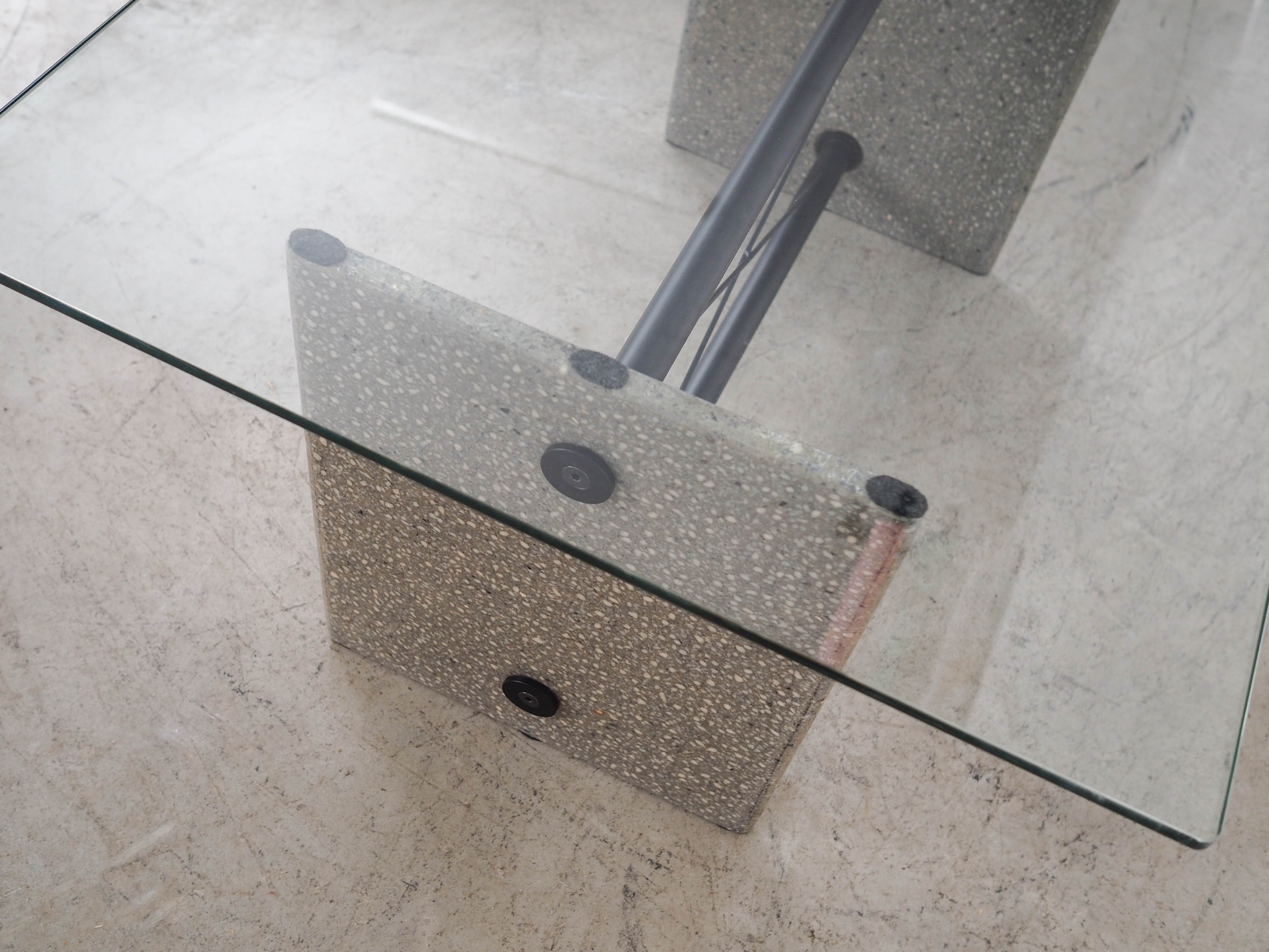 Coffee table glass stone metal 1960s