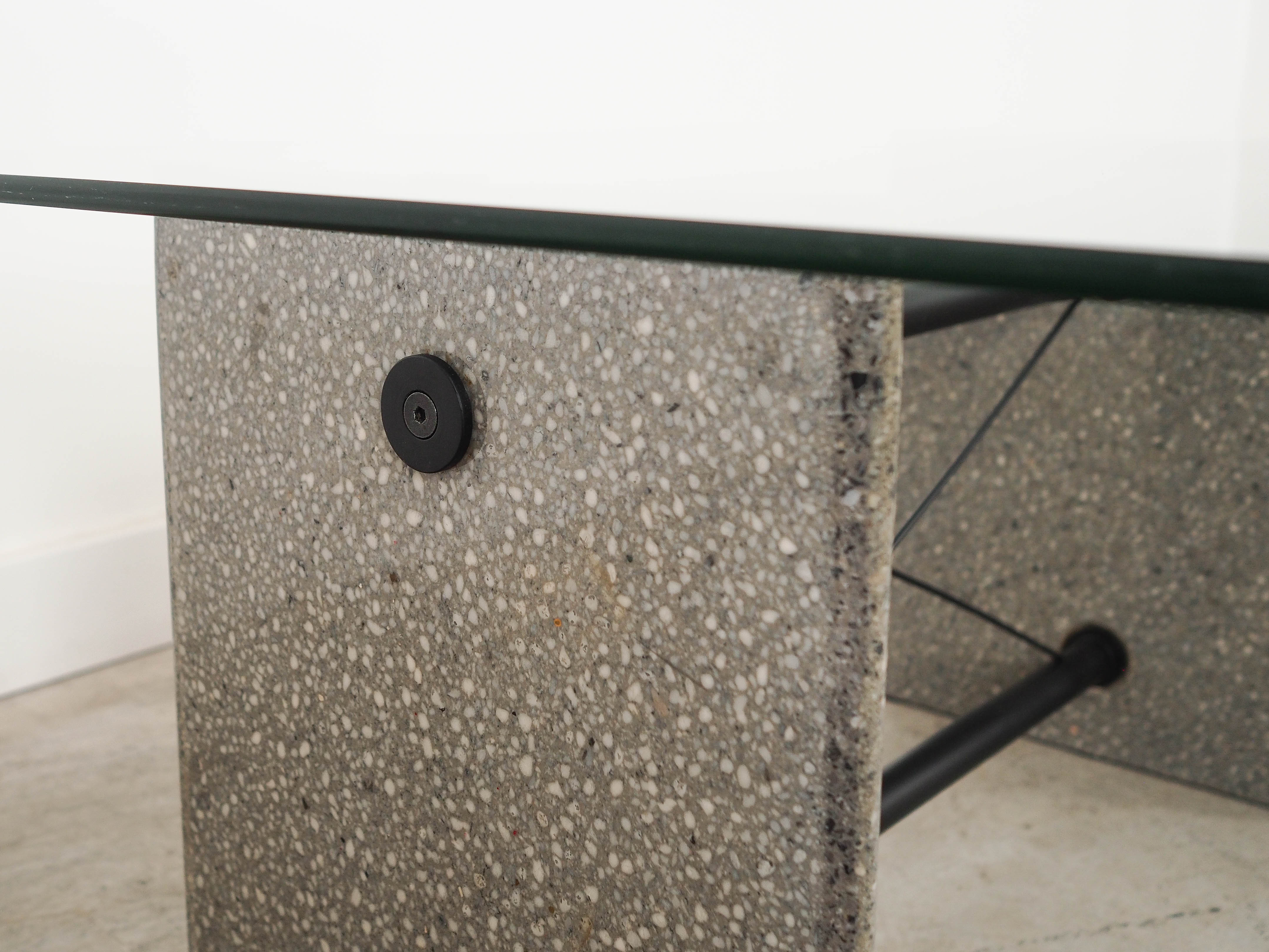 Coffee table glass stone metal 1960s
