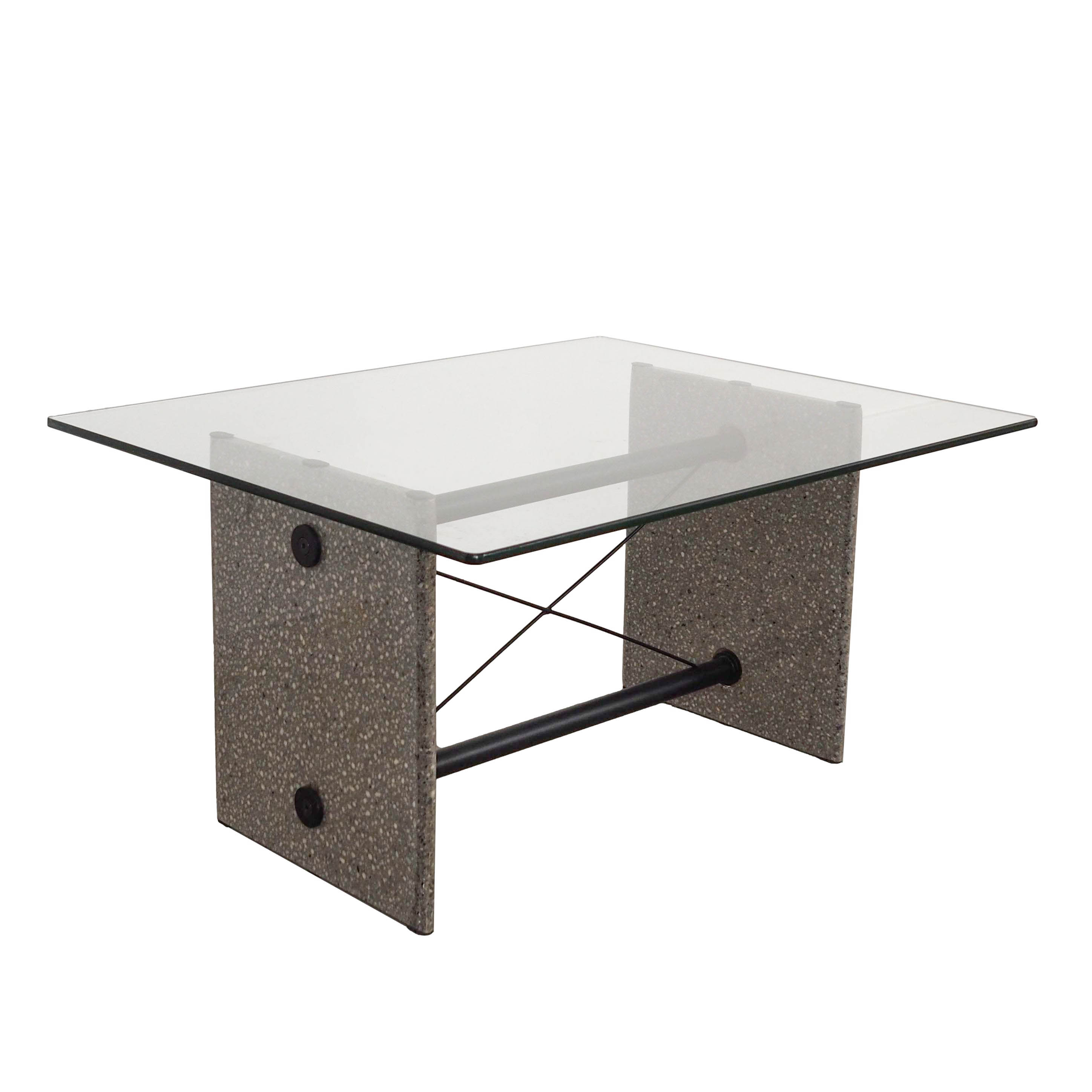 Coffee table glass stone metal 1960s
