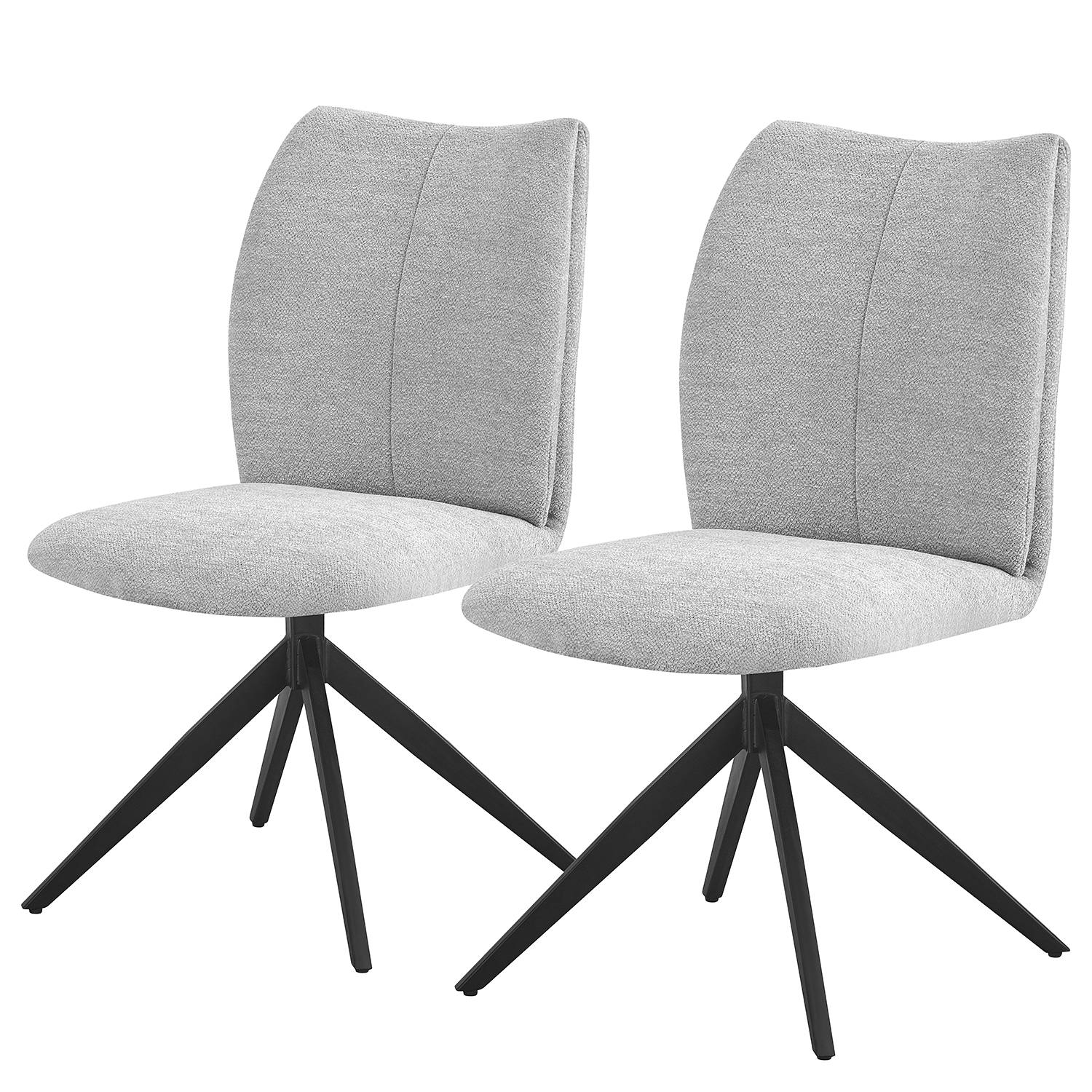 2x Terura Upholstered Chair Chenille Iron Light Grey Black