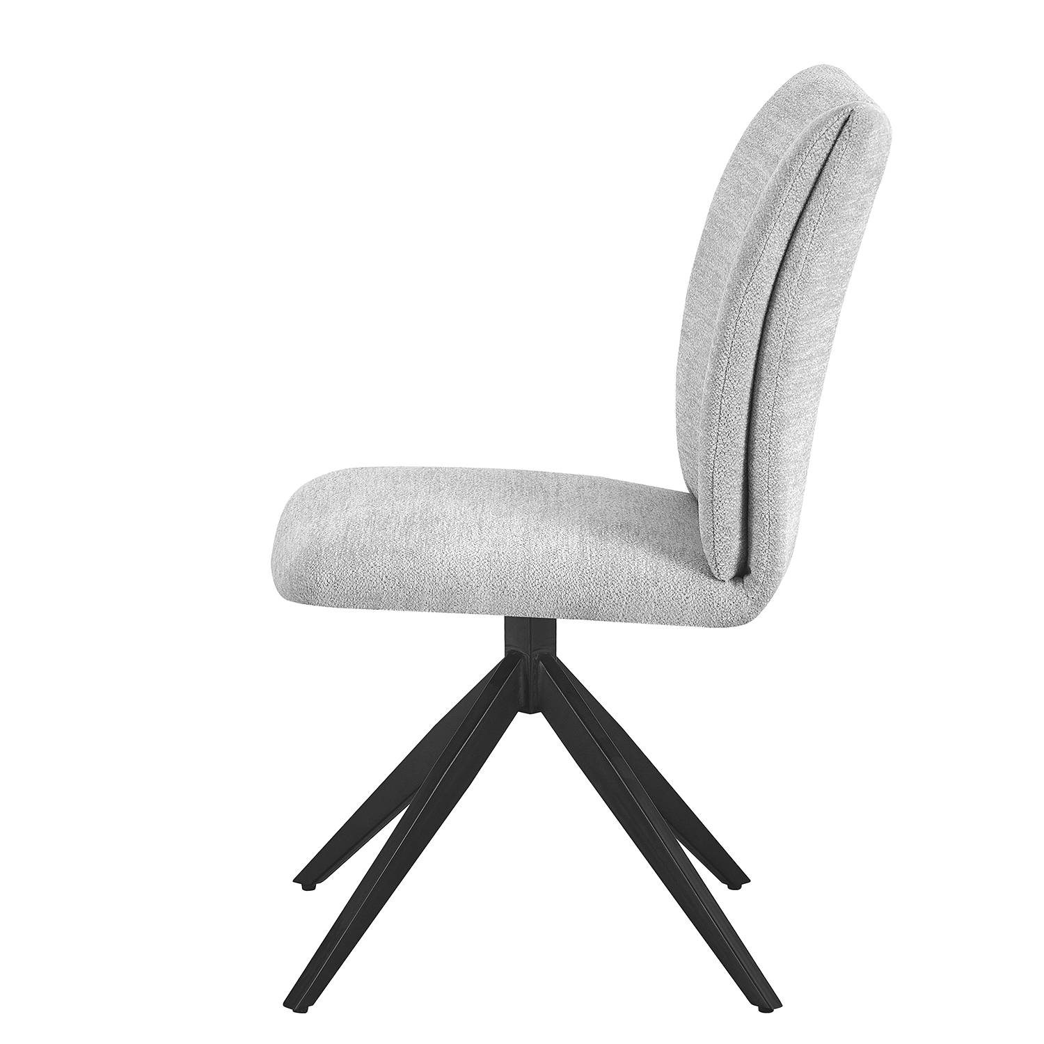 2x Terura Upholstered Chair Chenille Iron Light Grey Black