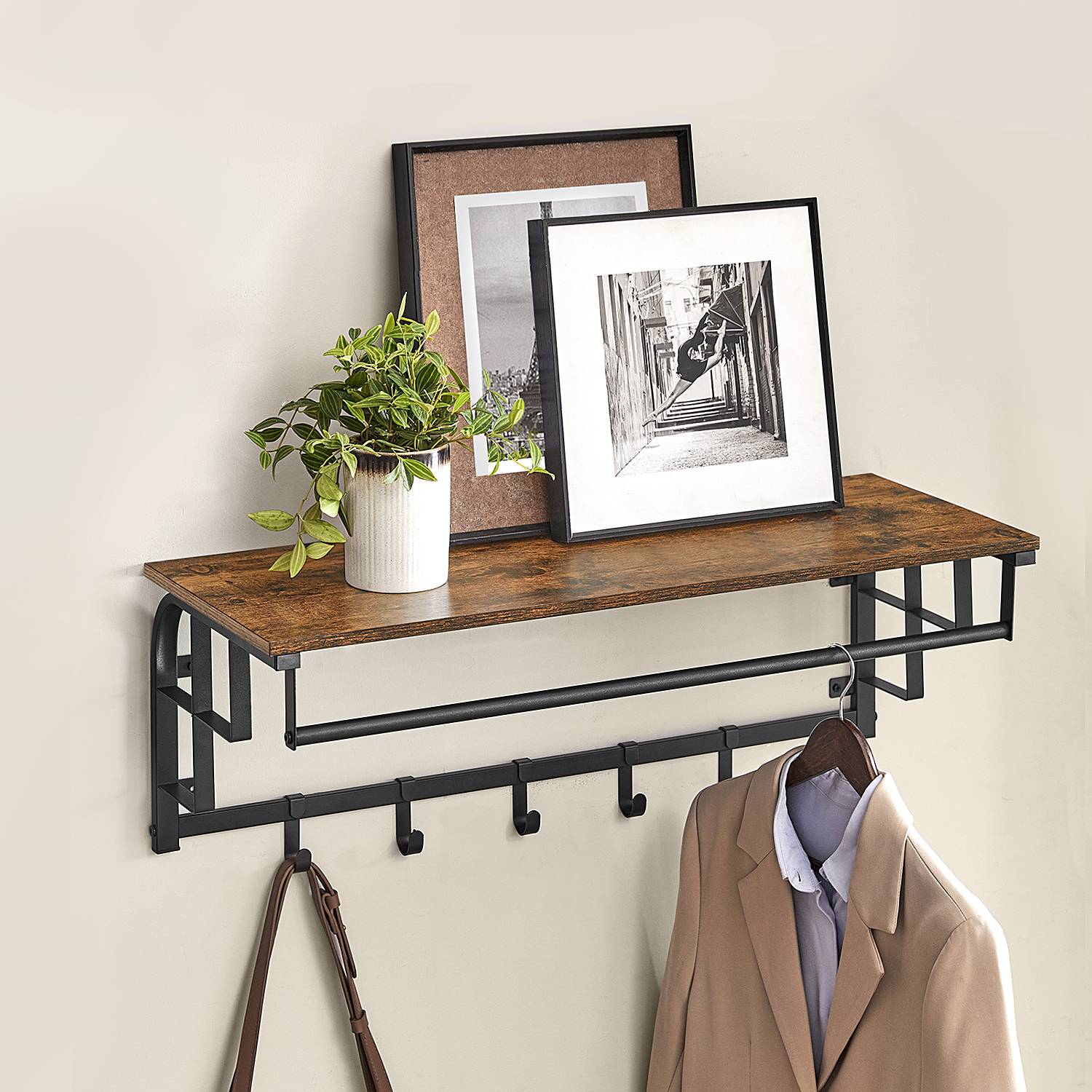 Montevallo Wall Coat Rack Dark Brown Black