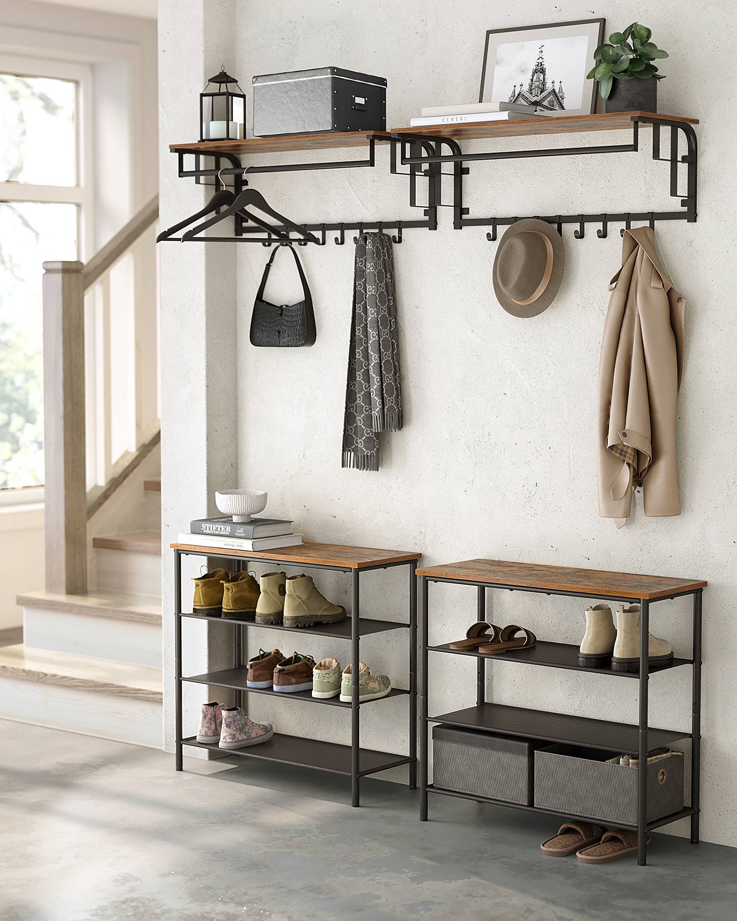 Montevallo Wall Coat Rack Dark Brown Black