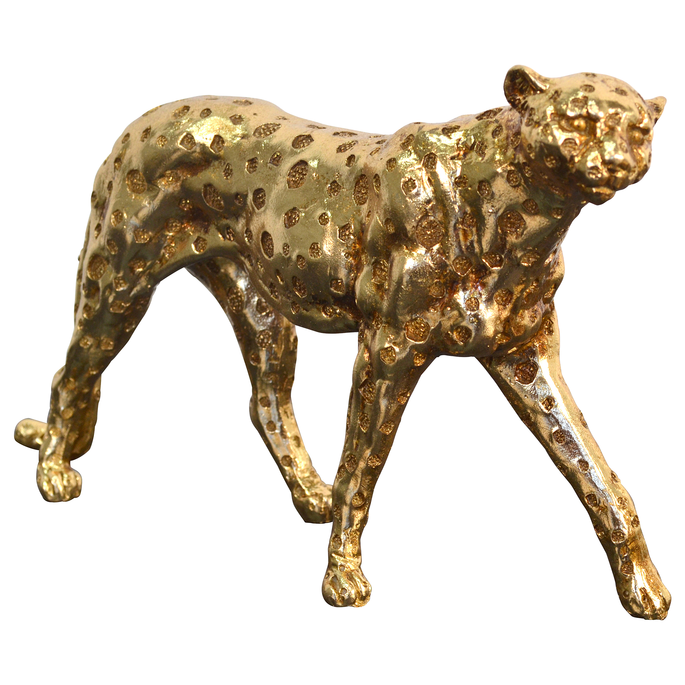 Skulptur Gepard Typ A Kunststein Gold
