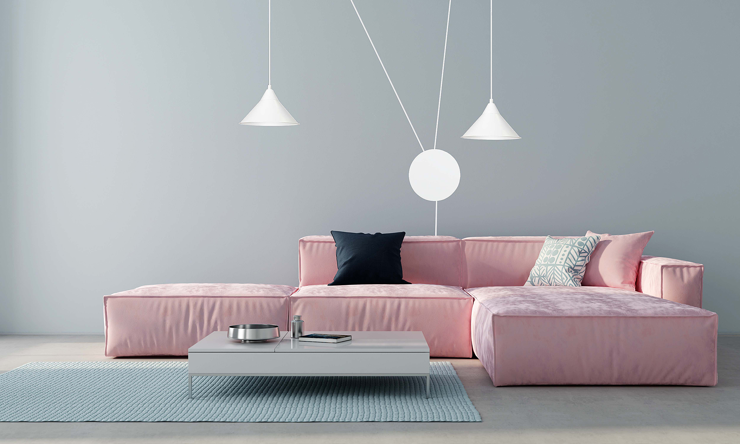 Abramo Pendant Light 2-Light Steel White