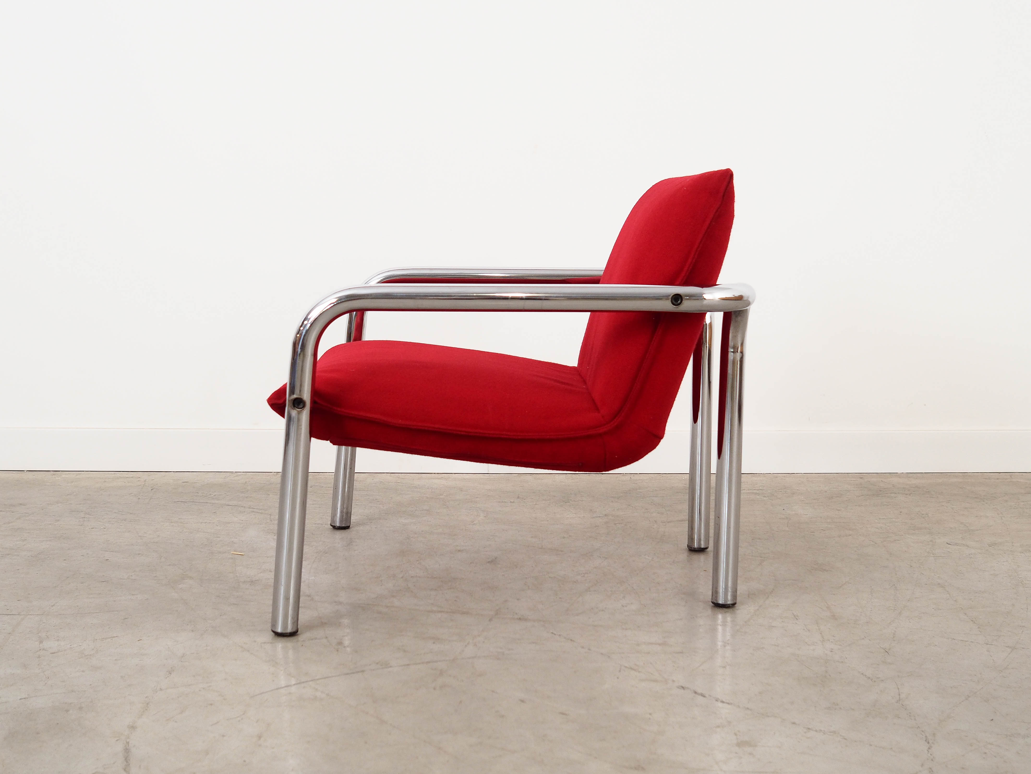 Sessel Metall Stoff Rot 1970er Jahre