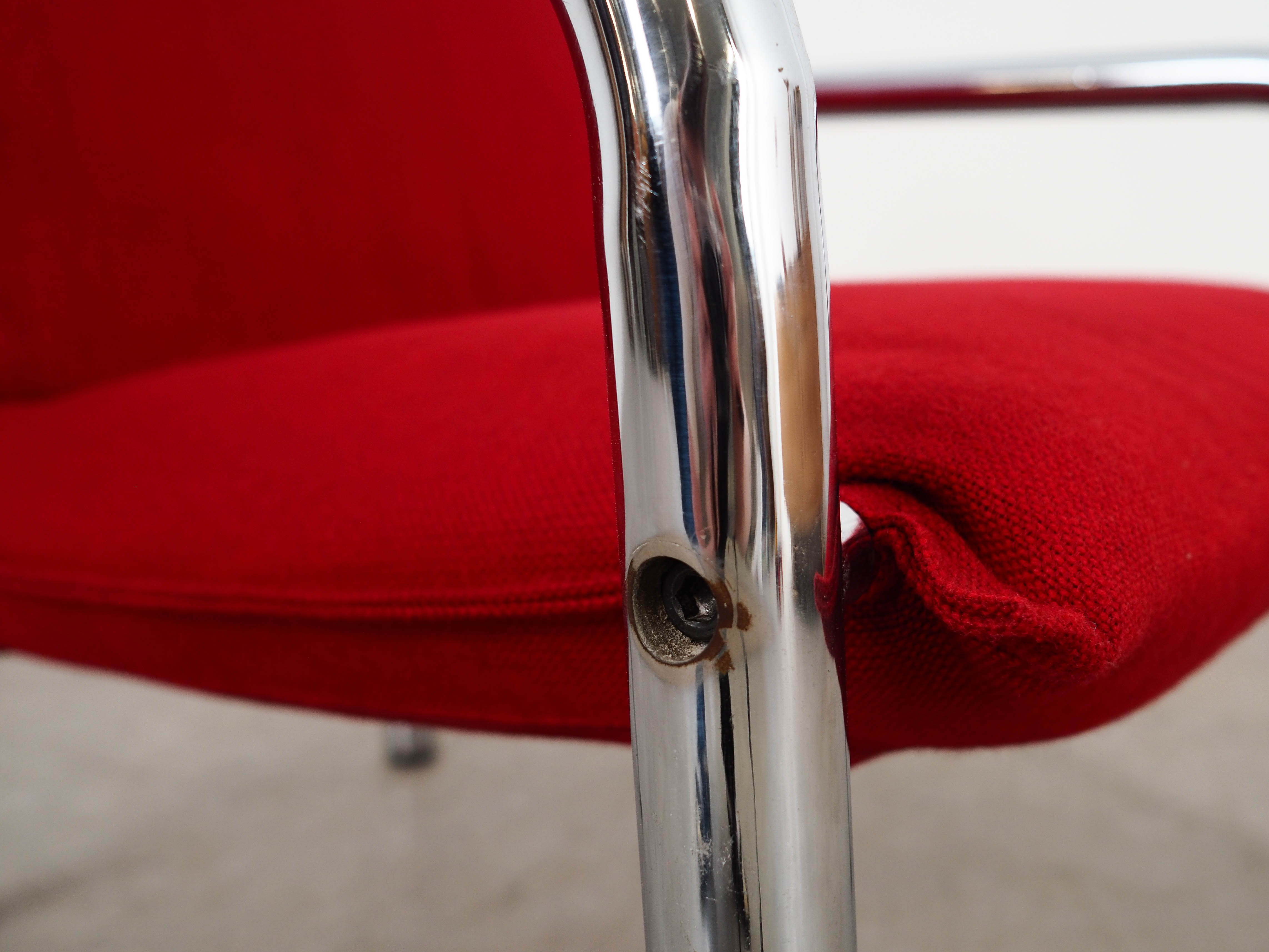 Armchair Metal Fabric Red 1970s