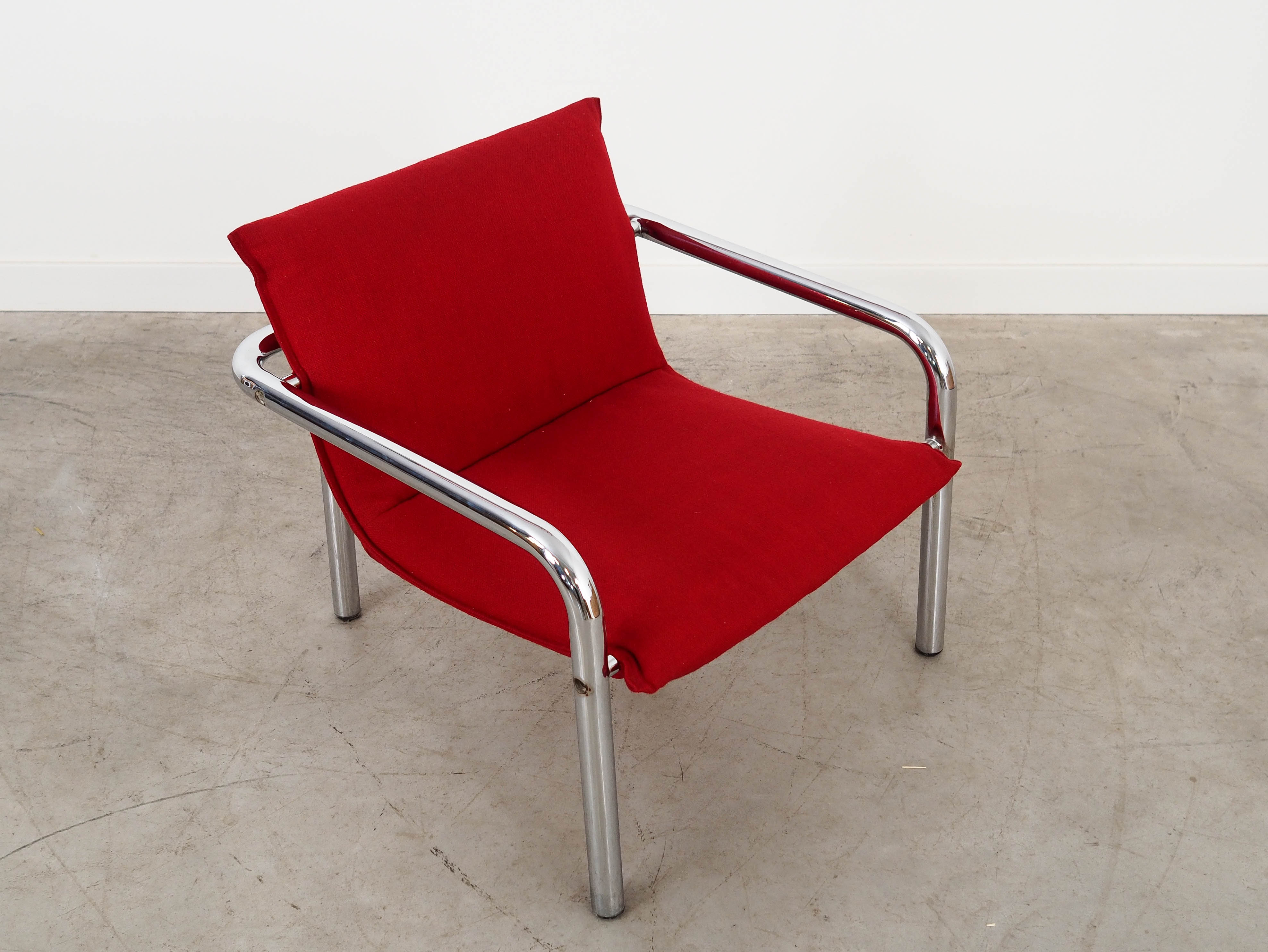 Sessel Metall Stoff Rot 1970er Jahre