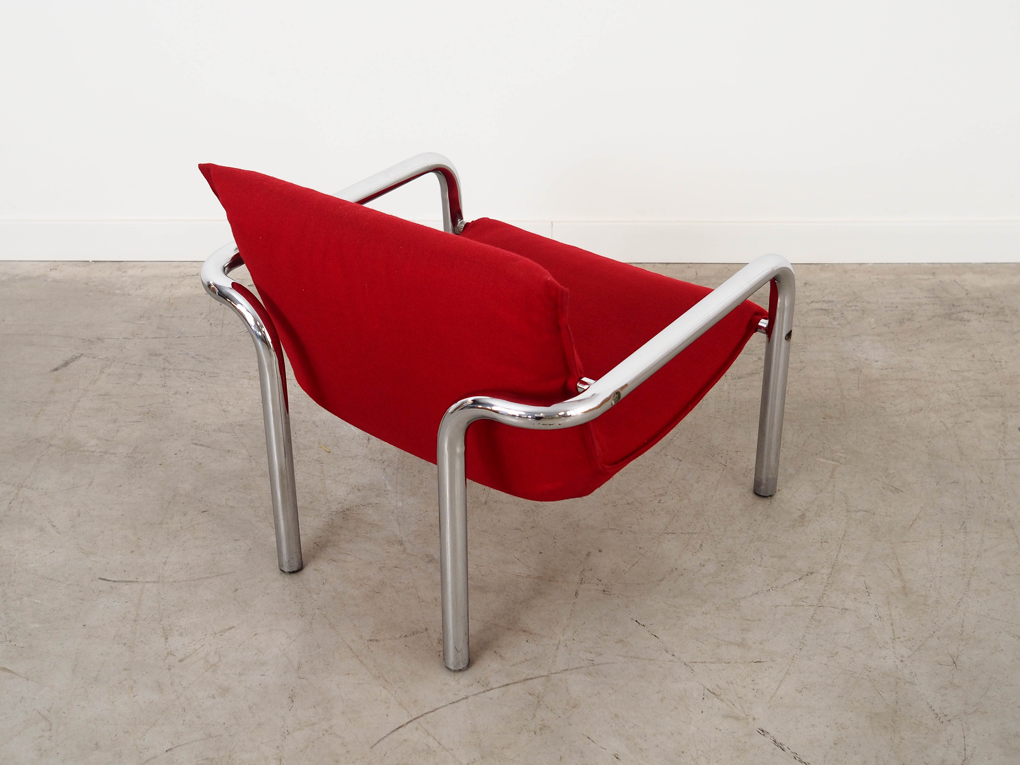 Sessel Metall Stoff Rot 1970er Jahre