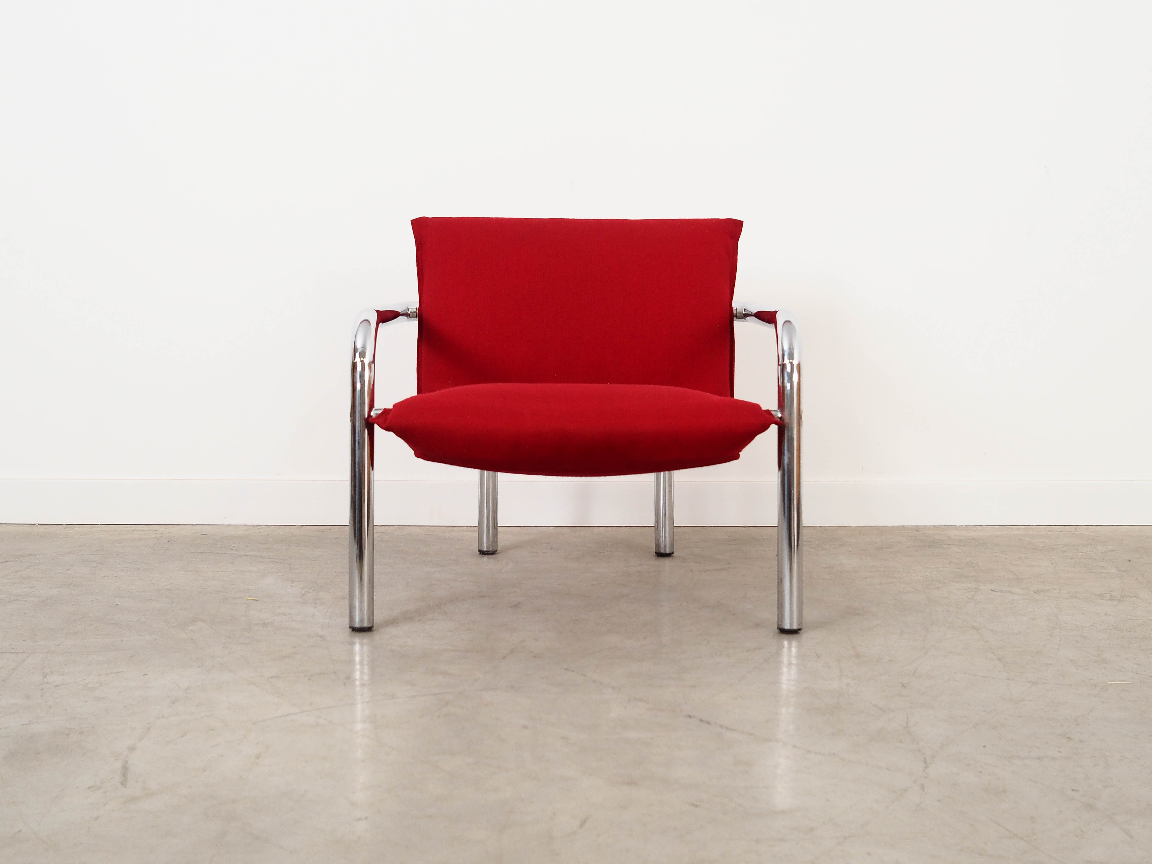 Armchair Metal Fabric Red 1970s