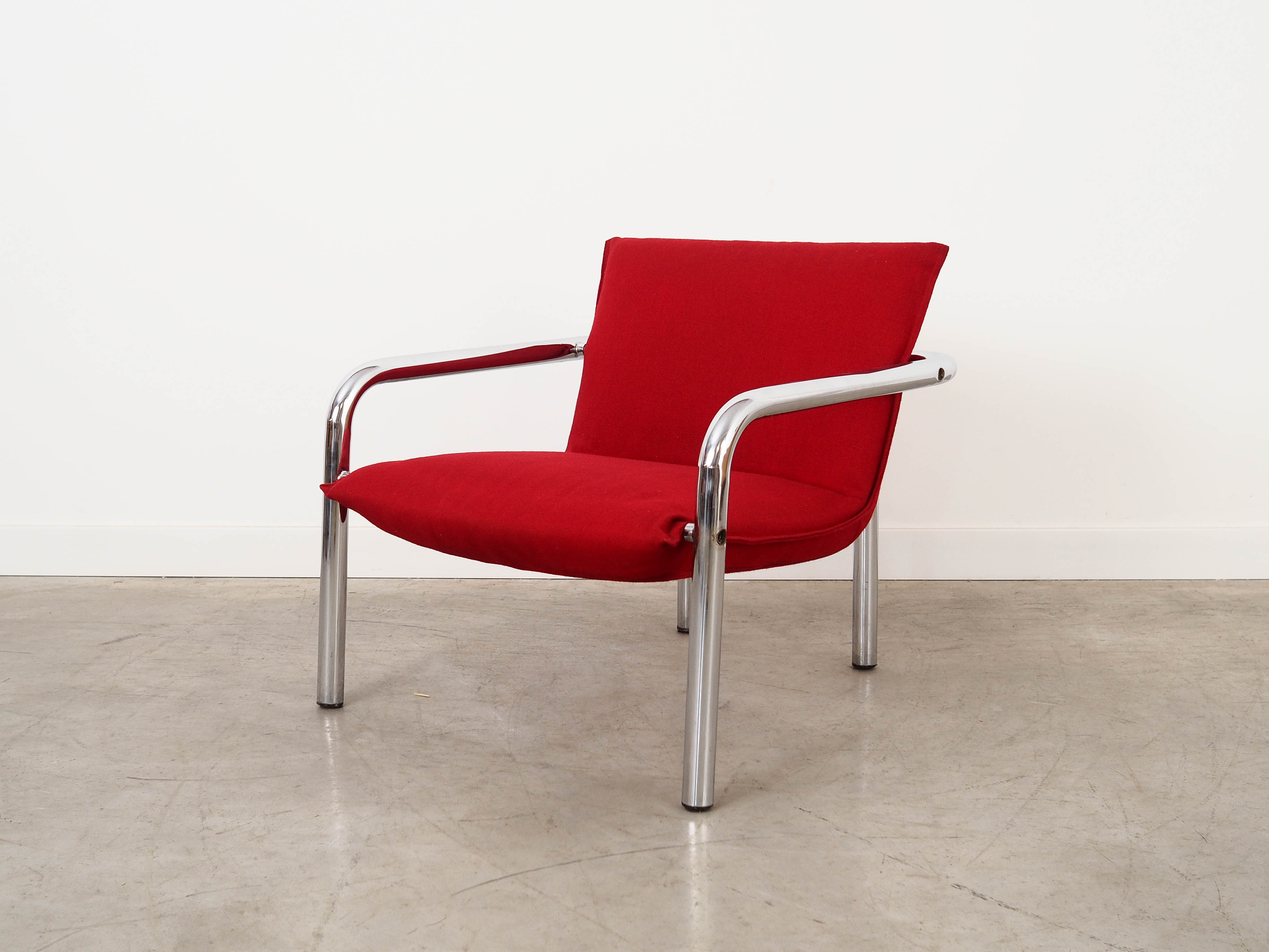 Armchair Metal Fabric Red 1970s