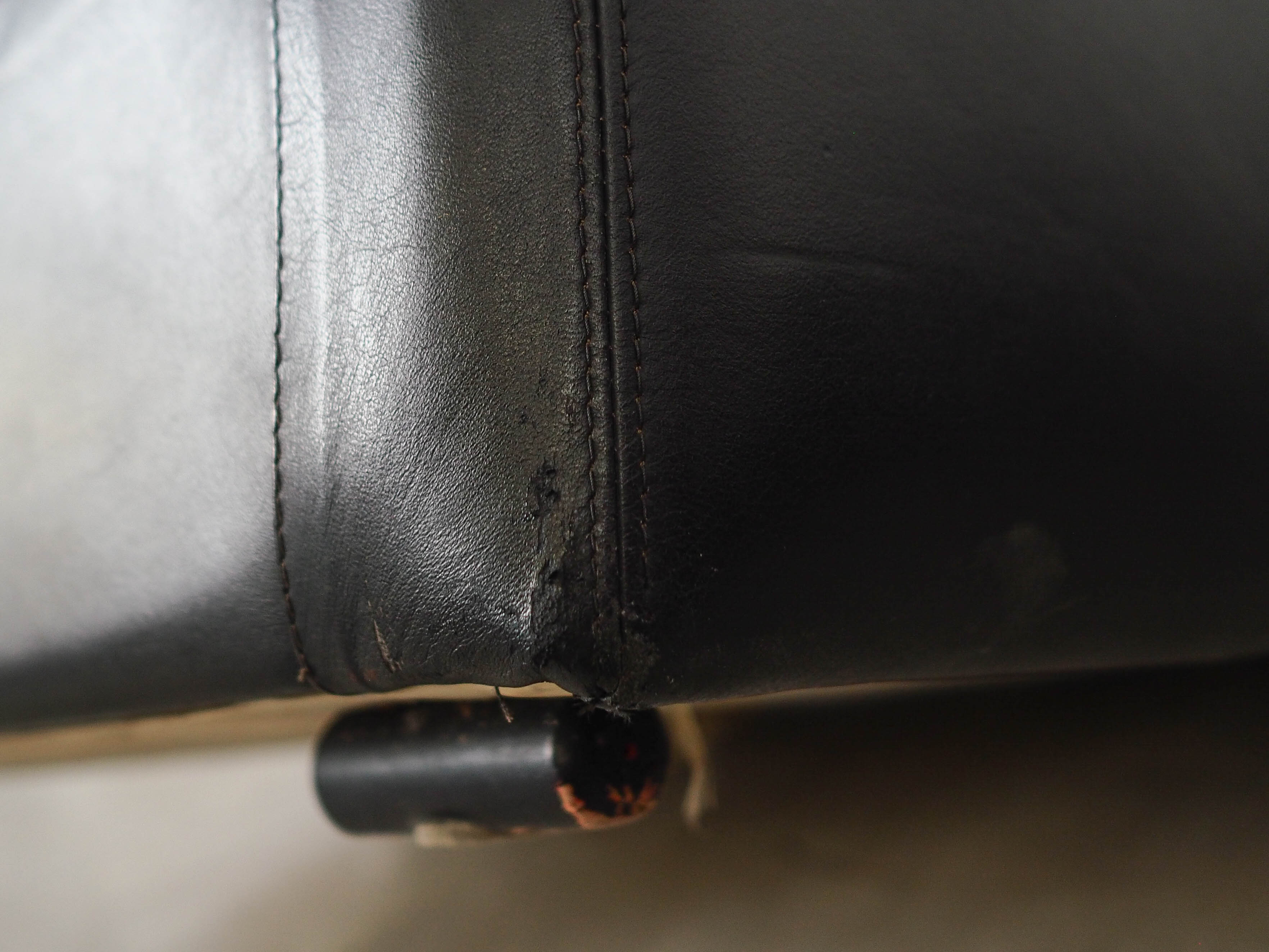 Sofa Modular 2 Teilig Leder Schwarz 1970er Jahre