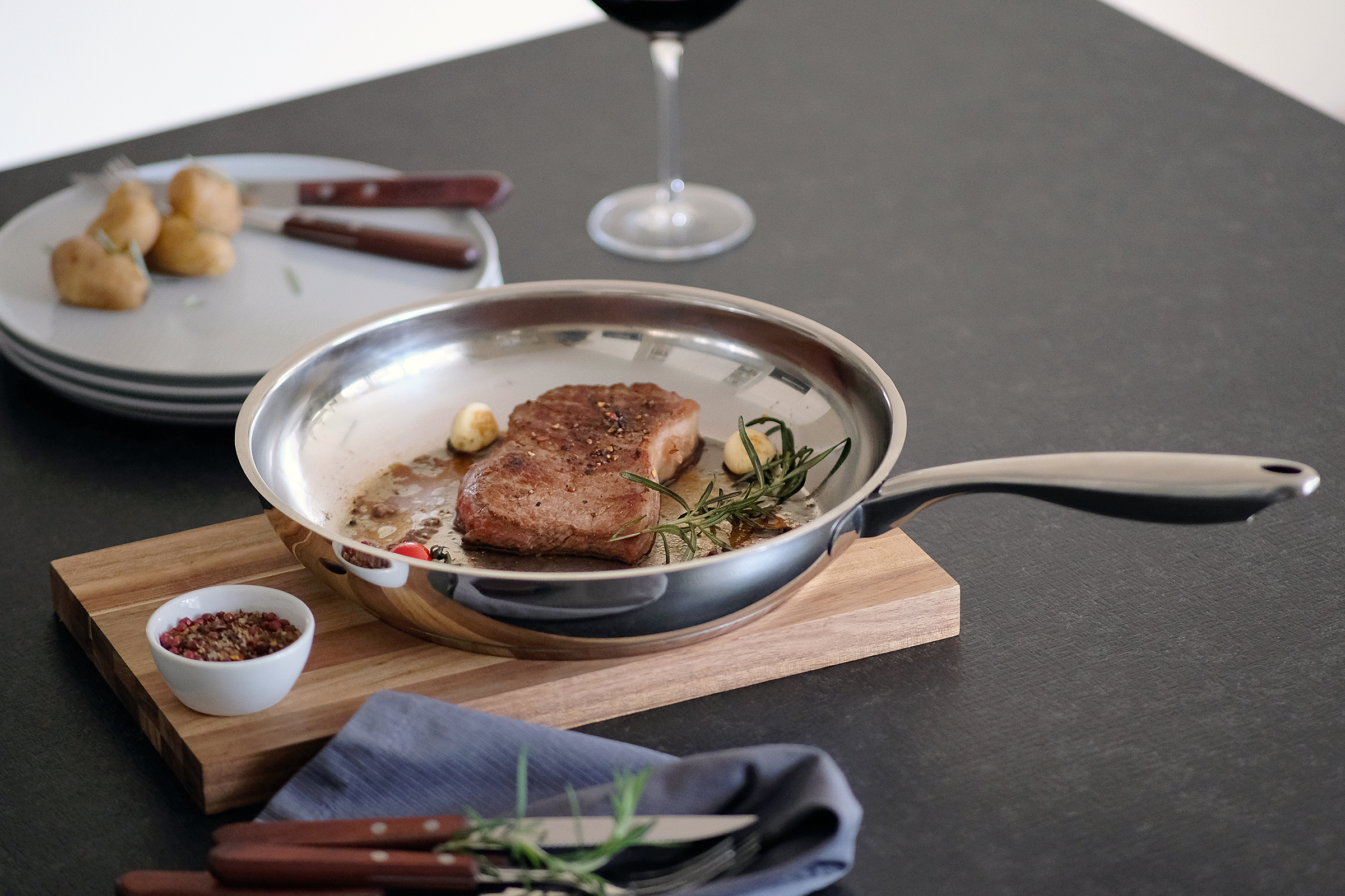 Grozy Frying Pan Stainless Steel Silver