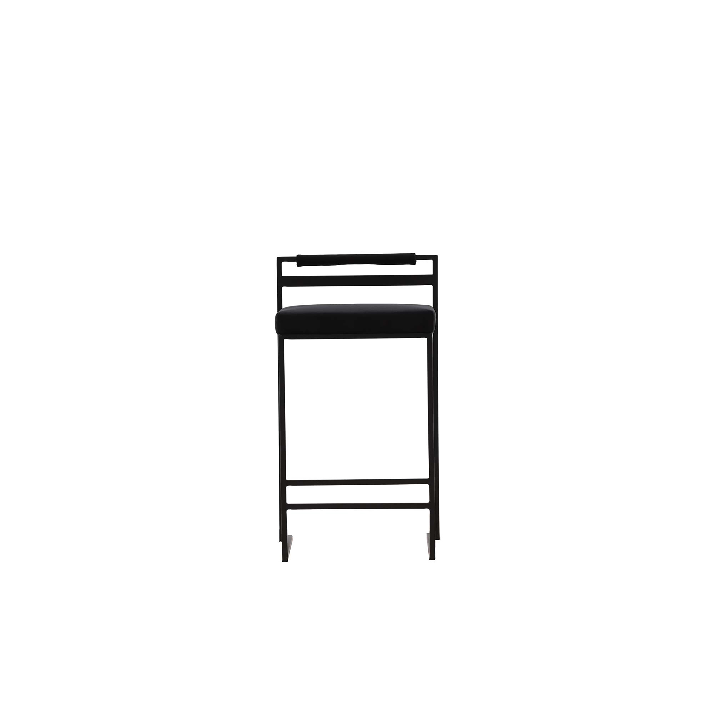 2x Awane Bar Stool Steel Black Velvet 45 x 80 x 41 cm