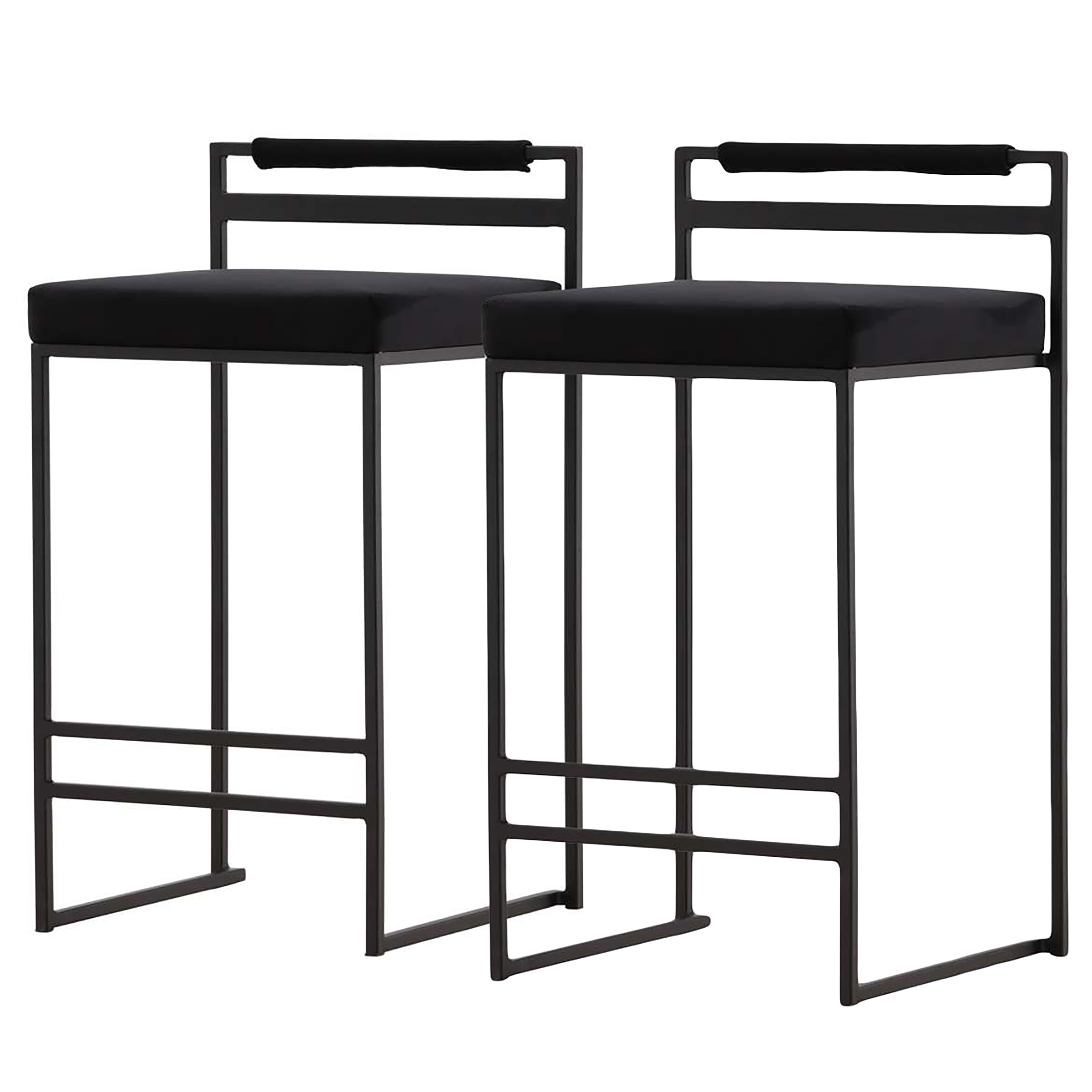 2x Awane Barstuhl Stahl Schwarz Samt 45 x 80 x 41 cm