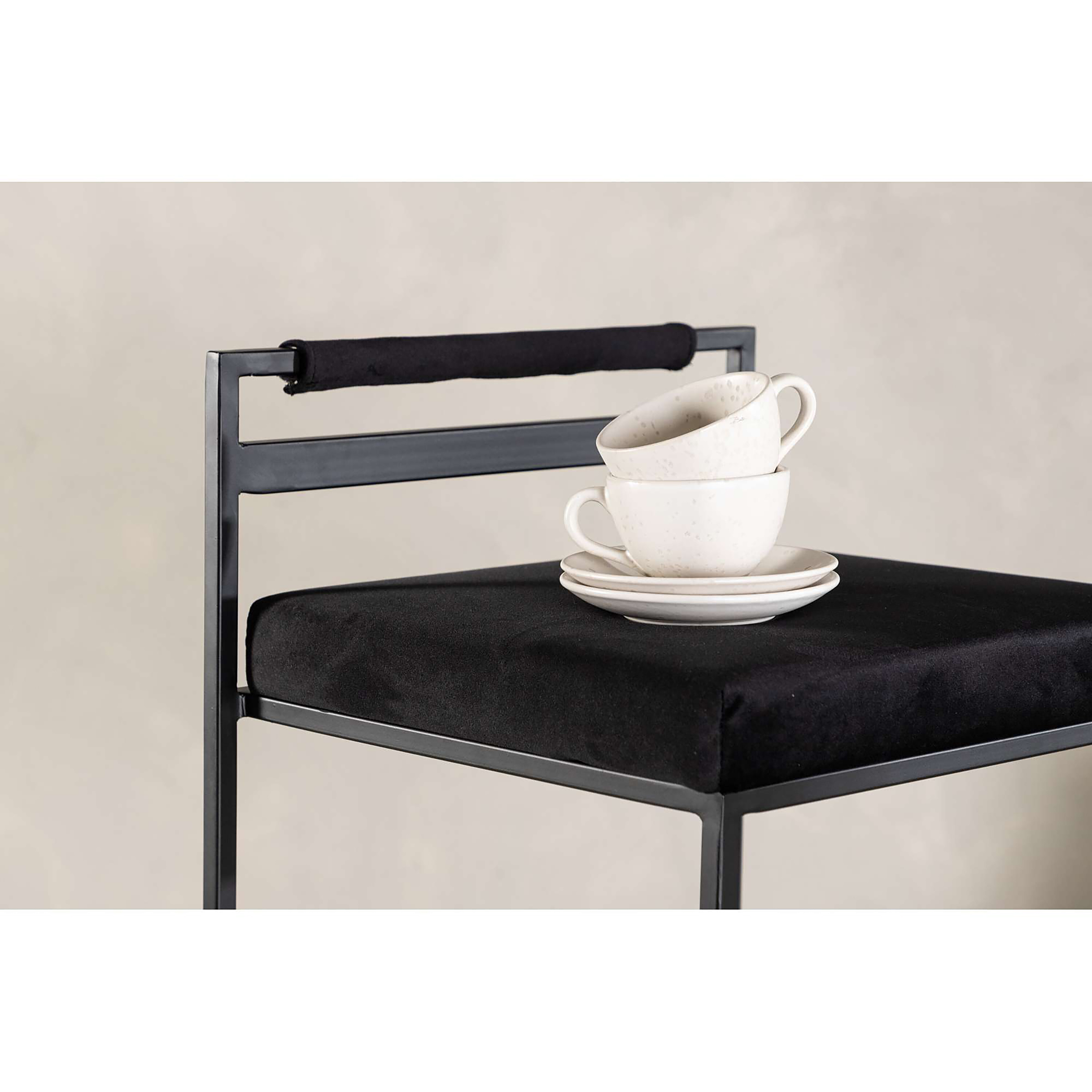 2x Awane Bar Stool Steel Black Velvet 45 x 80 x 41 cm