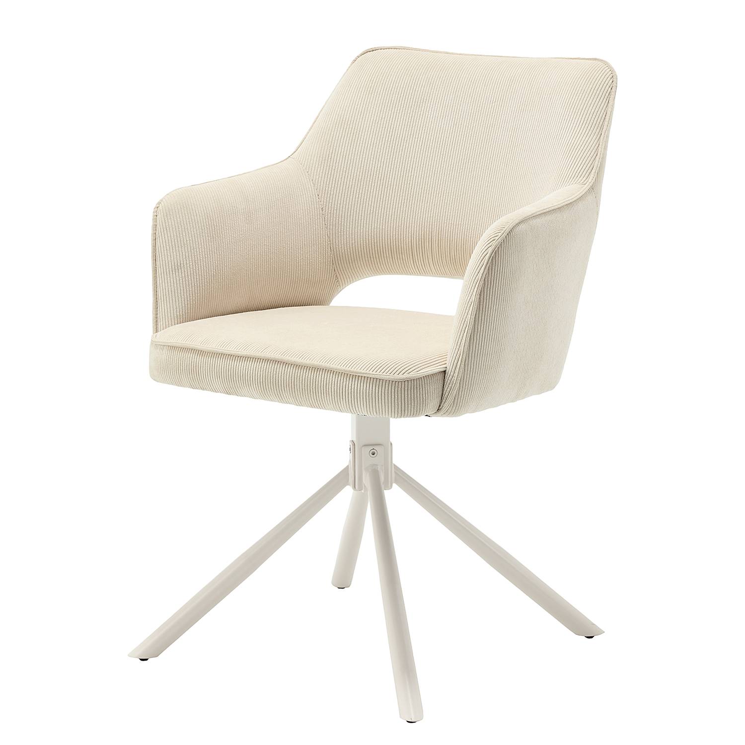 Tasera Cord Armlehnenstuhl Metall Beige Weiß